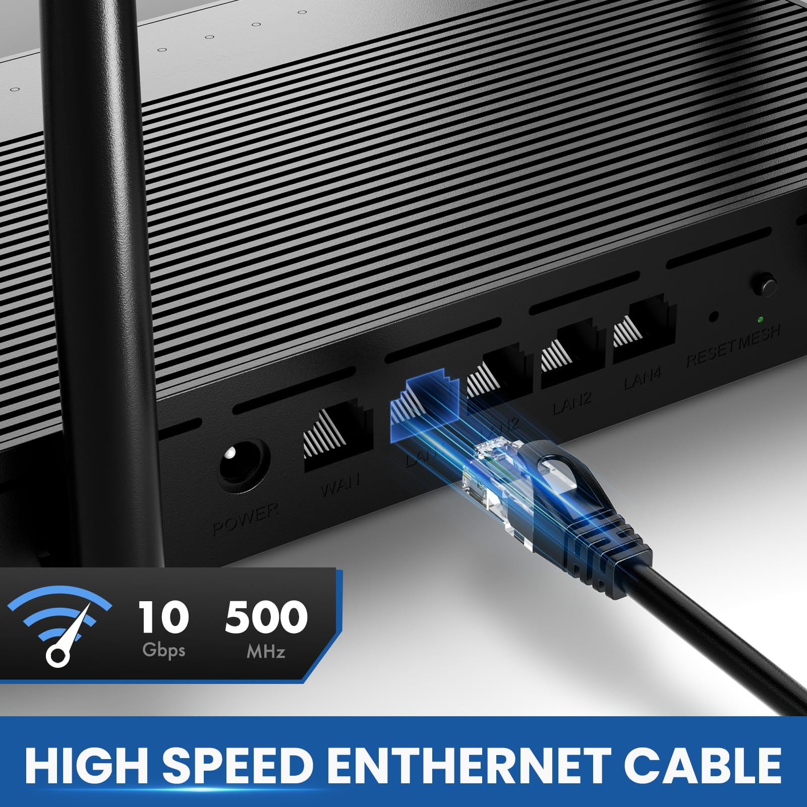 Ultra Clarity Cables Cat 6 Ethernet Cable 100 ft, Outdoor&Indoor 10Gbps Ethernet Cable, High Speed Cat6 Cable RJ45 LAN Internet Cable for Computer, Router, Modem, PS4/5, Xbox, Gaming - Black