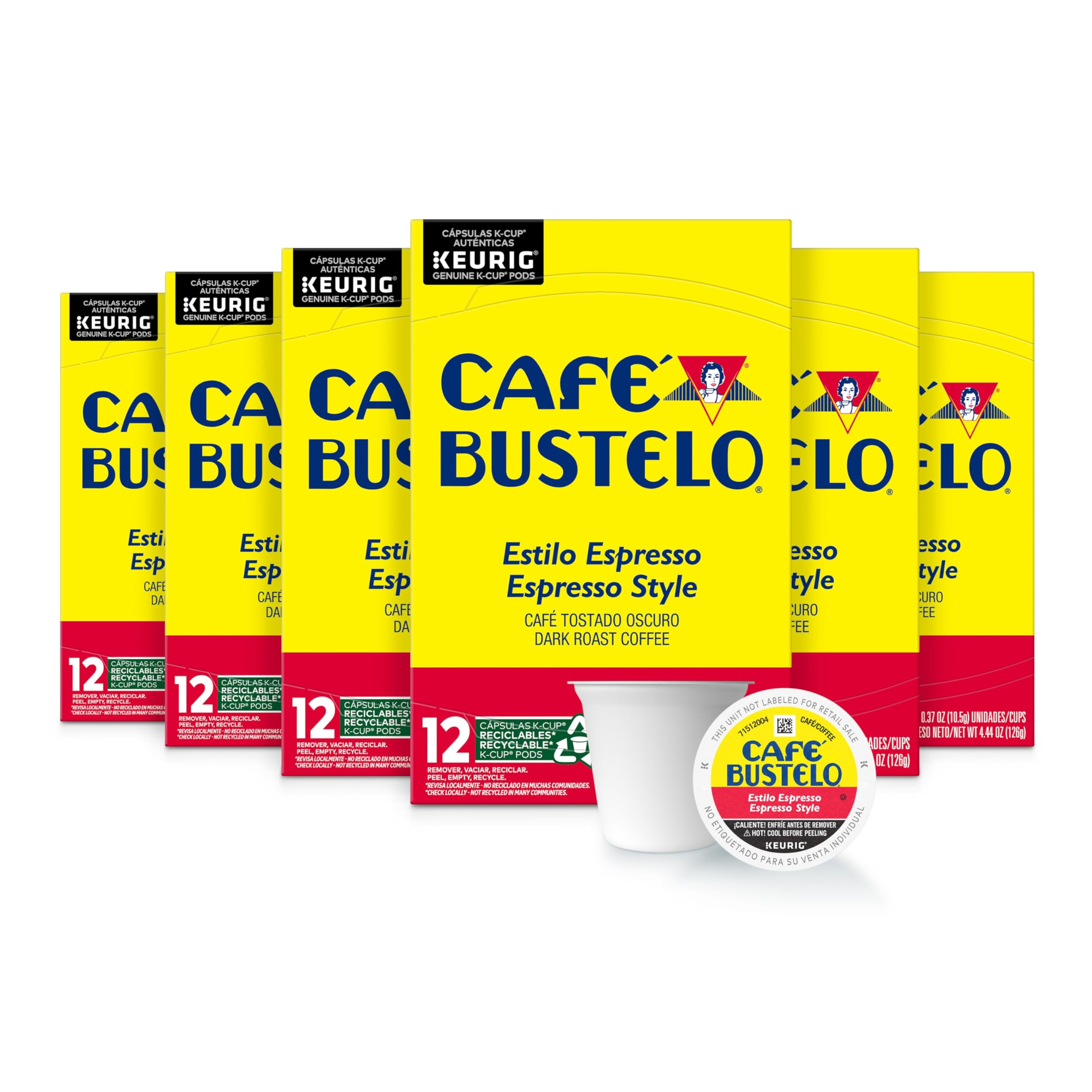 Cafe Bustelo Espresso Style Dark Roast Coffee, 72 Count Keurig K-Cup Pods