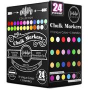 Loddie Doddie Chalk Markers - 24-Pack, 6mm Reversible Bullet & Chisel Tip - Dust-Free, Erasable Liquid Chalk Markers - Versatile for Windows, Glass & Chalkboard Surfaces
