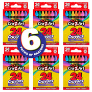 Cra-Z-Art Crayons, Bulk Pack, 24 Count, 6 Packs of Crayons, Bulk School Supplies for Classroom, Back to School Essentials