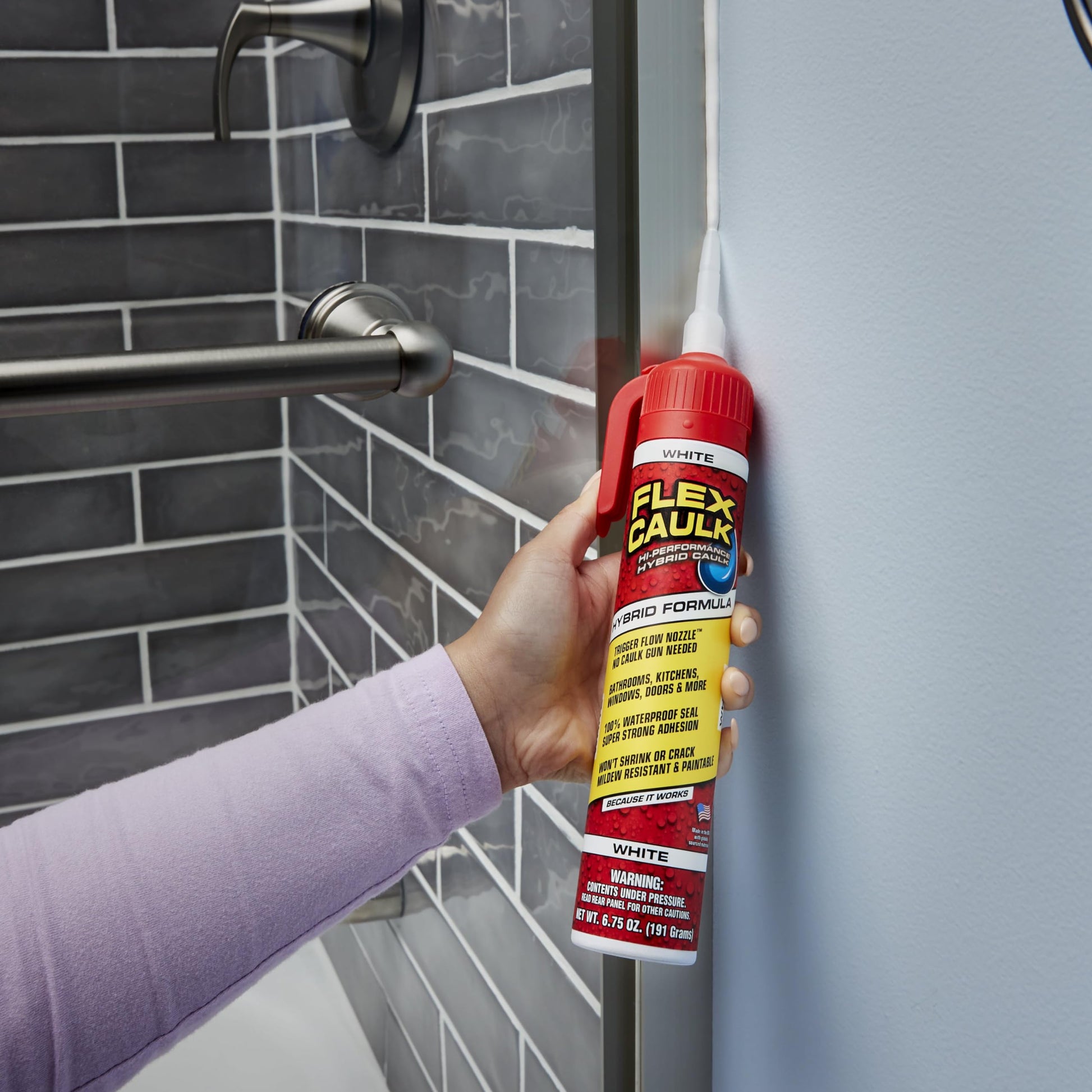 Flex Caulk, Waterproof & Weatherproof Hybrid Polymer Sealant, Strong, Paintable, Indoor, Outdoor, Bath, Shower, Sink, Window, Baseboards, Door, RV, Roof, Wood, Auto & Marine, Clear, 6.6 oz, 1-Pack