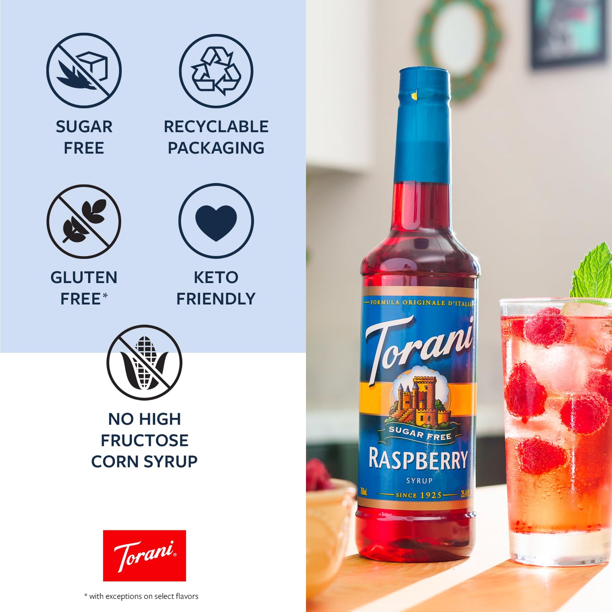 Torani Sugar Free Syrup, Soda Flavors Variety Pack, 25.4 Ounce (Pack of 4)