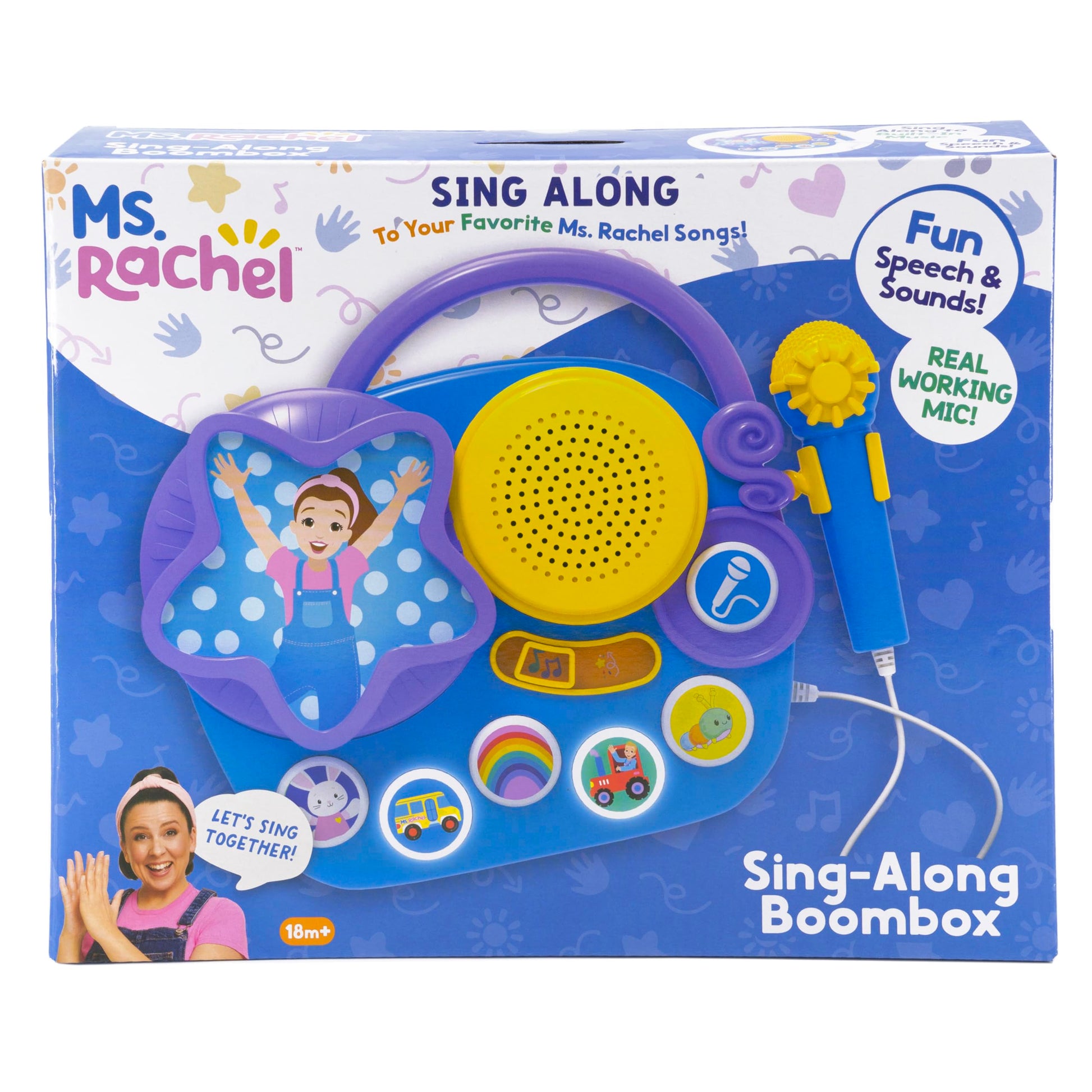 eKids Ms Rachel Karaoke Microphone with Boombox for Fans of Toddler Toys, Kids Karaoke Machine with Built in Music