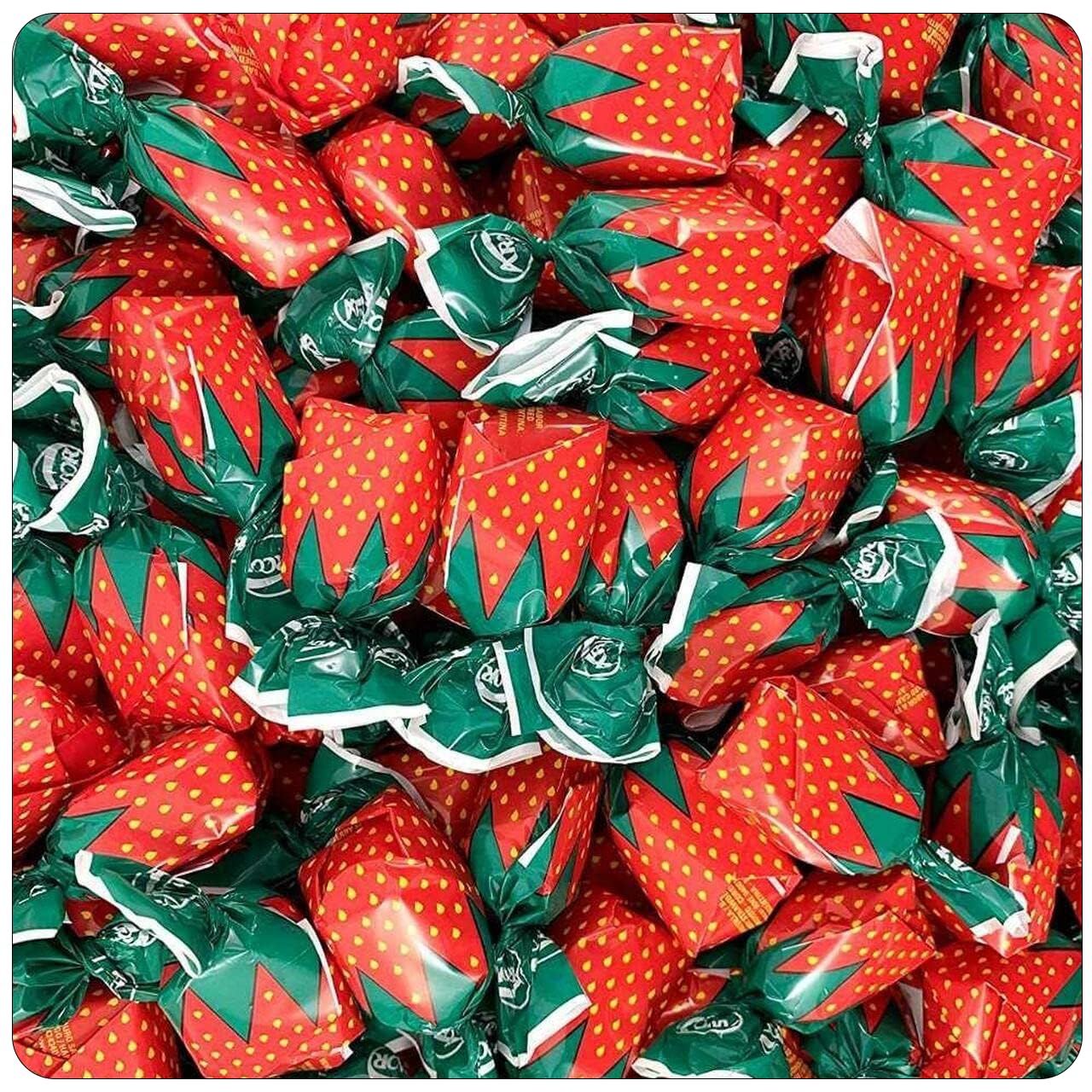 Strawberry Hard Candy Individually Wrapped - Cambie Bulk Candy with Fruit-Filled Center, 2 lbs Bon Bons for Piata Filler, Candy Bags, Party Favors