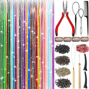 Aouuhe Hair Tinsel 24 Colors 7800 Strands Hair Tinsel Kit with Tools 48 Inch Glitter Tinsel Hair Extensions Festive Party Fairy Hair Tinsel Kit for Women Girls Hair Accessories
