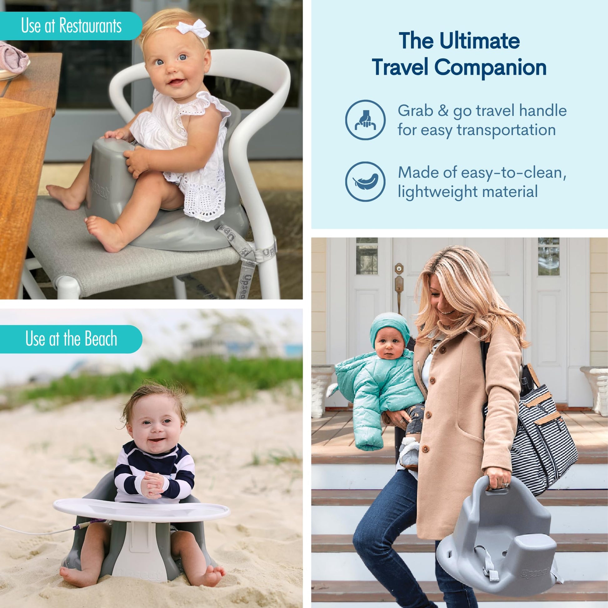 Upseat – The Original Ergonomic Baby Floor & Booster Seat with Tray, Developed with Physical Therapists for Upright Posture & Healthy Hip Development, 4–24 Months, Dishwasher-Safe Extra-Large Tray