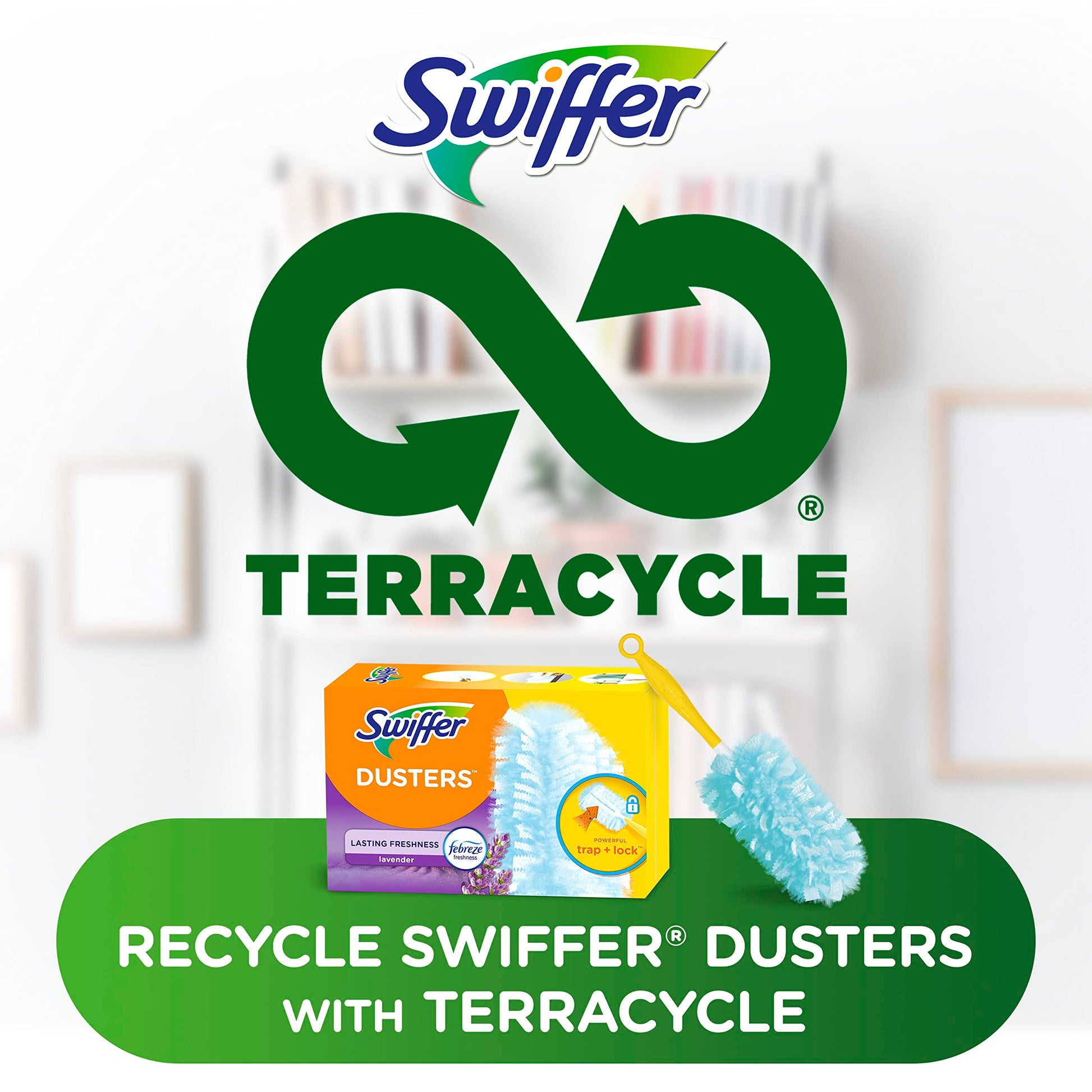 Swiffer Dusters Refill for Cleaning, Feather & Microfiber Duster Disposable Alternative, for Dusting Furniture, Blinds, Ceiling Fans, Walls, Helps Remove Allergens, Lavender, 18ct