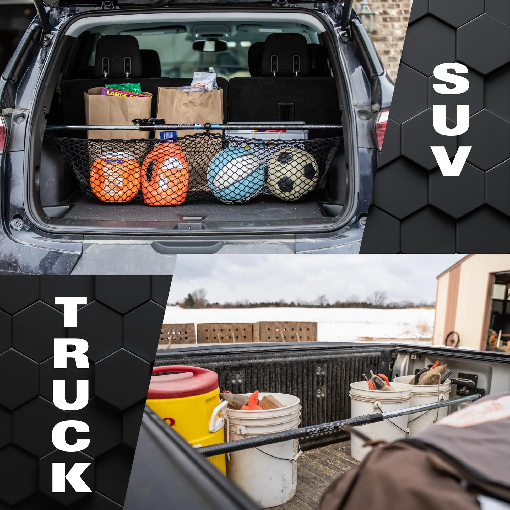 Keeper Adjustable Cargo Bar for Pickup Truck Bed, Ratcheting Cargo Bar, Ideal Work Truck Accessories, Black/Silver, 40"-70" Adjustable Length