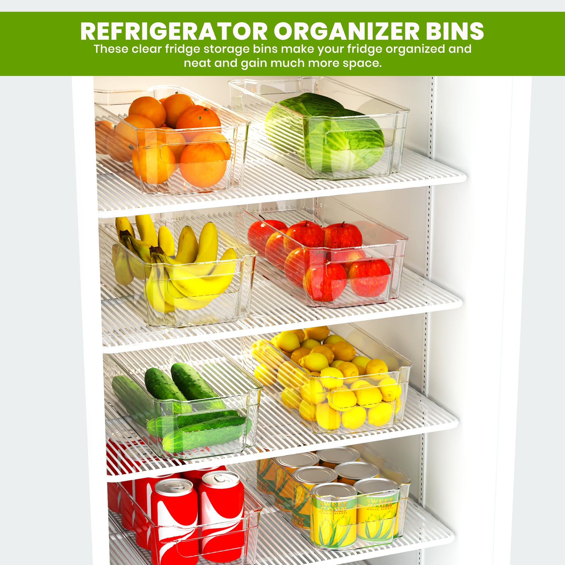 Utopia Home - Fridge Organizer Bins - Refrigerator Organizing Bins - Pantry Organizers & Storage - Stackable for Home & Kitchen Pantry Organization - Clear Plastic Containers (8 Pack)