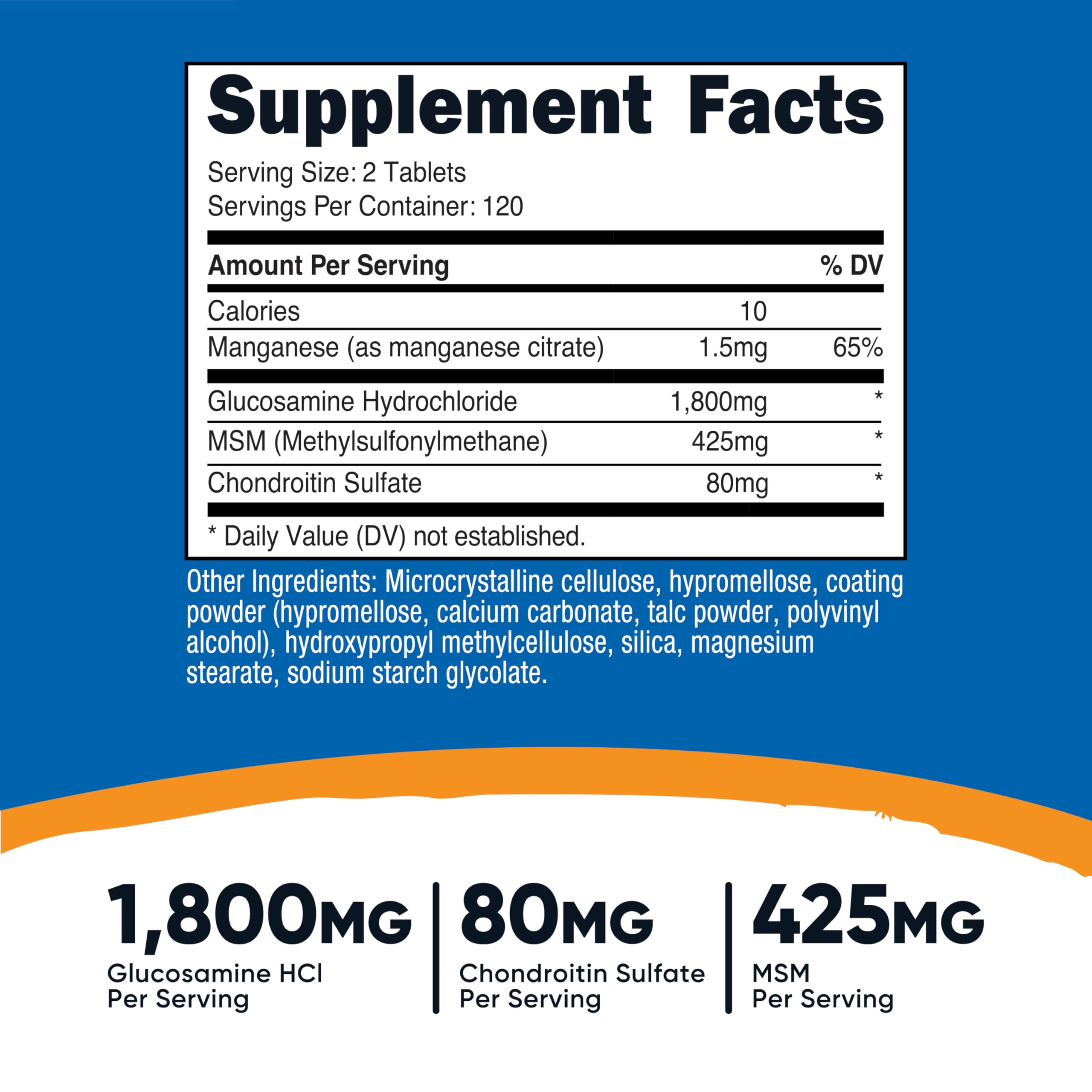 Nutricost Glucosamine 1800mg with Chondroitin & MSM, 240 Tablets, 120 Servings - Non-GMO, Gluten Free