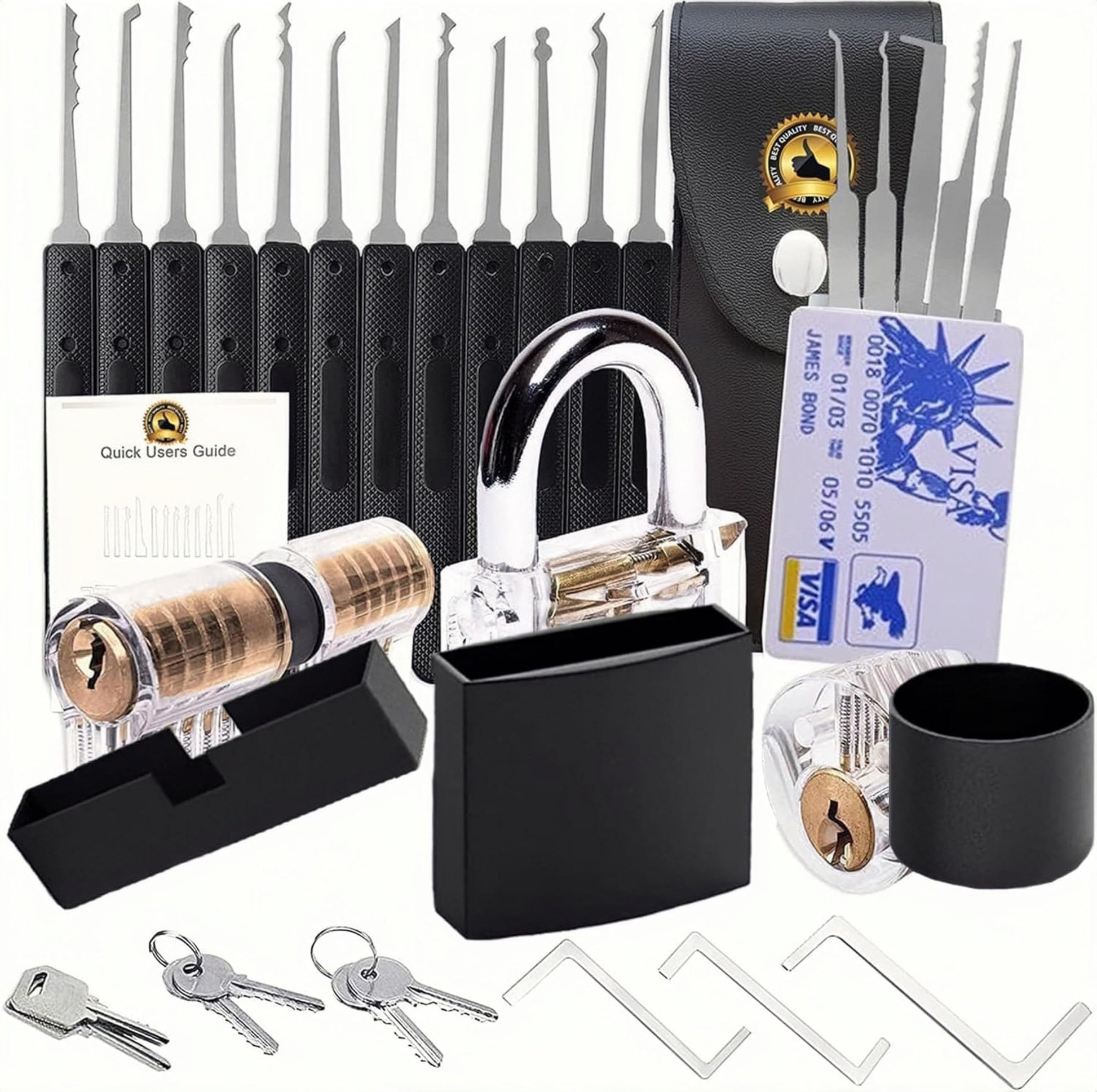 Solid Brass Door Knocker 2025 Latest Upgraded Version Pick Stainless Kit with Same Keys of 40mm Picking Wide Body 2 inch Long Anti Rust Lock Set Key Keyed Alike Set Locker Solid Brass GH85