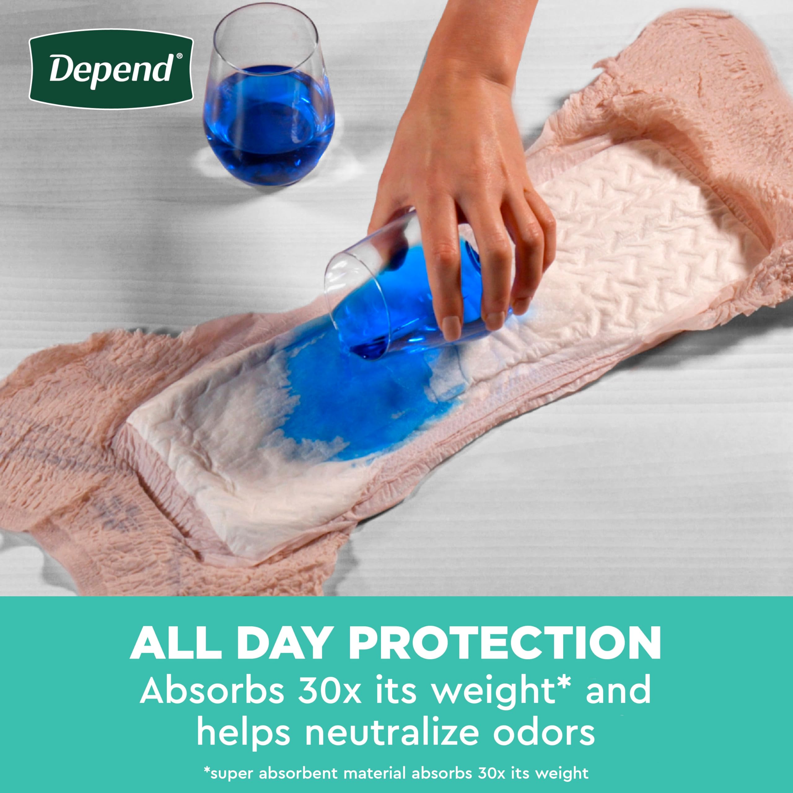 Depend Fresh Protection Adult Incontinence & Postpartum Bladder Leak Underwear for Women, Disposable, Maximum, Small, Blush, 80 Count (2 Packs of 40), Packaging May Vary