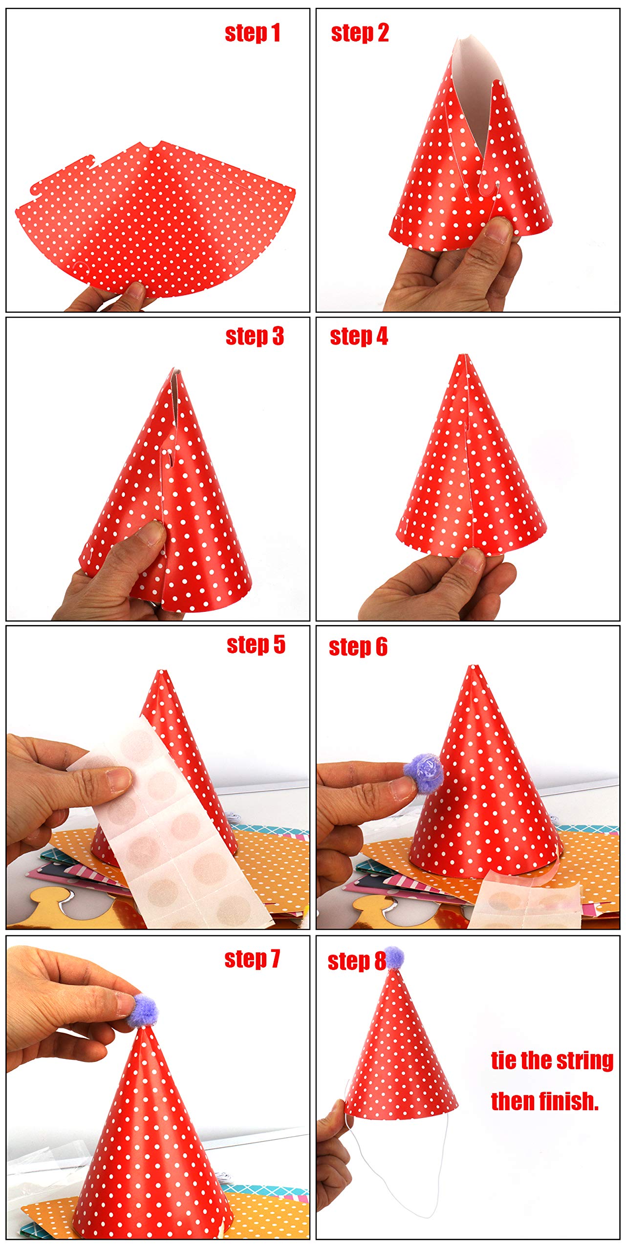 Vesil Mini Kids Birthday Party Hats, Assorted, DIY Assembly Required