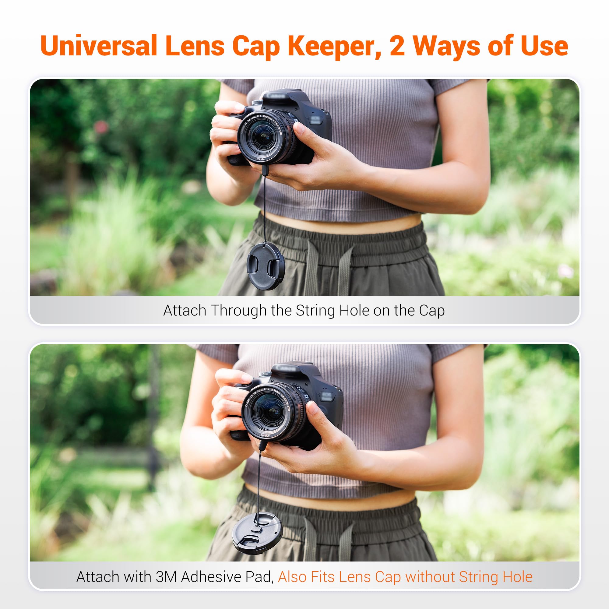 JJC 2-Pack 58mm Front Lens Cap Cover for Canon EOS Rebel T7 T6 T5 T100 4000D T8i T7i T6s T6i T5i T4i T3i T2i T1i SL3 SL2 SL1 XSi XTi with EF-S 18-55mm Kit Lens and other Lenses with 58mm Filter Thread
