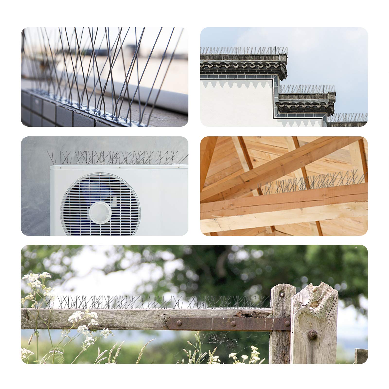 OFFO Bird Spikes with Stainless Steel Base, Durable Bird Spikes Arrow Pigeon Spikes Fence Kit for Keeping Small Bird, Crows and Woodpeckers Away, Covers 3.4 Feet(1.04m)