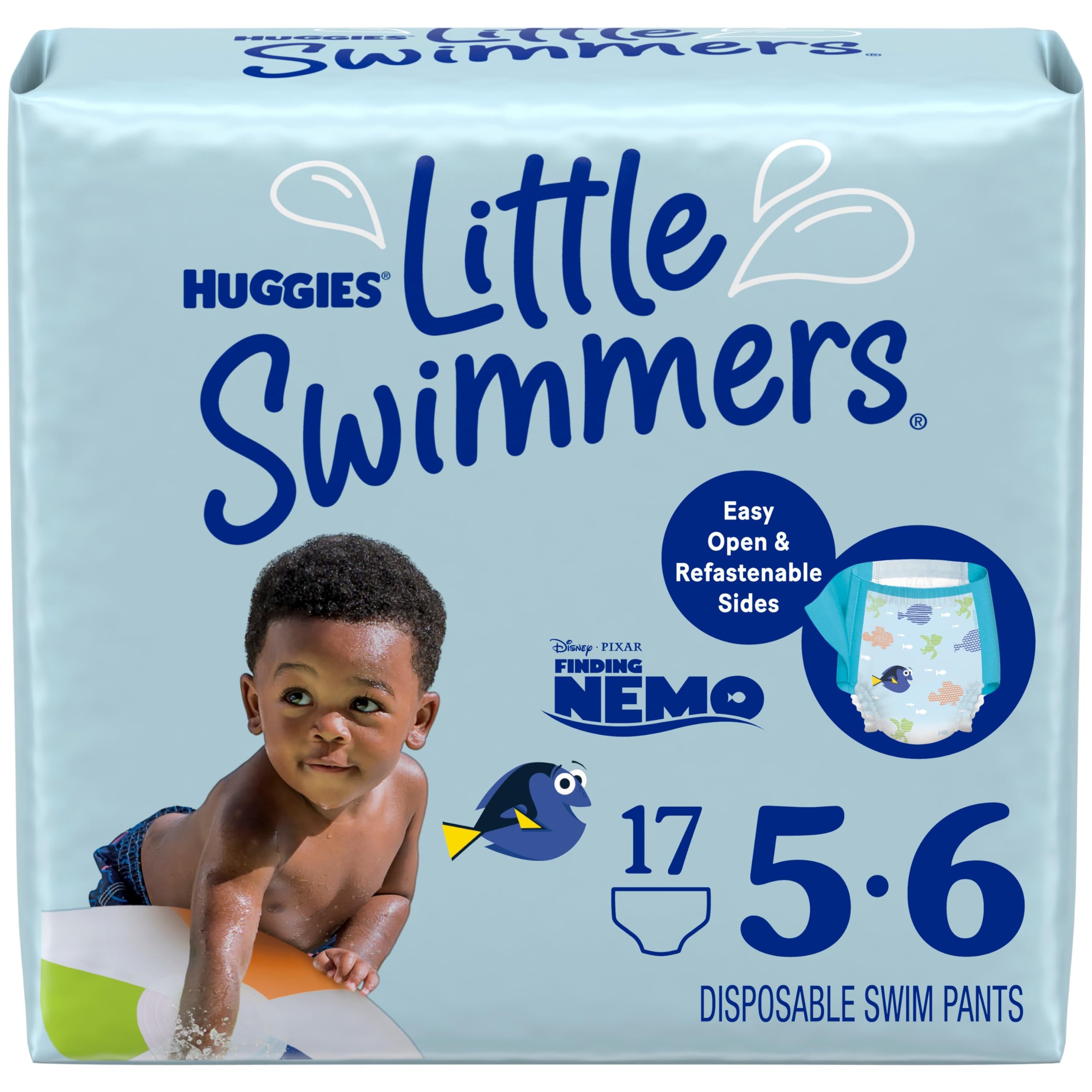 حفاضات السباحة للاستخدام مرة واحدة Little Swimmers من Huggies، مقاس 5-6 (32+ رطل)، 17 قطعة