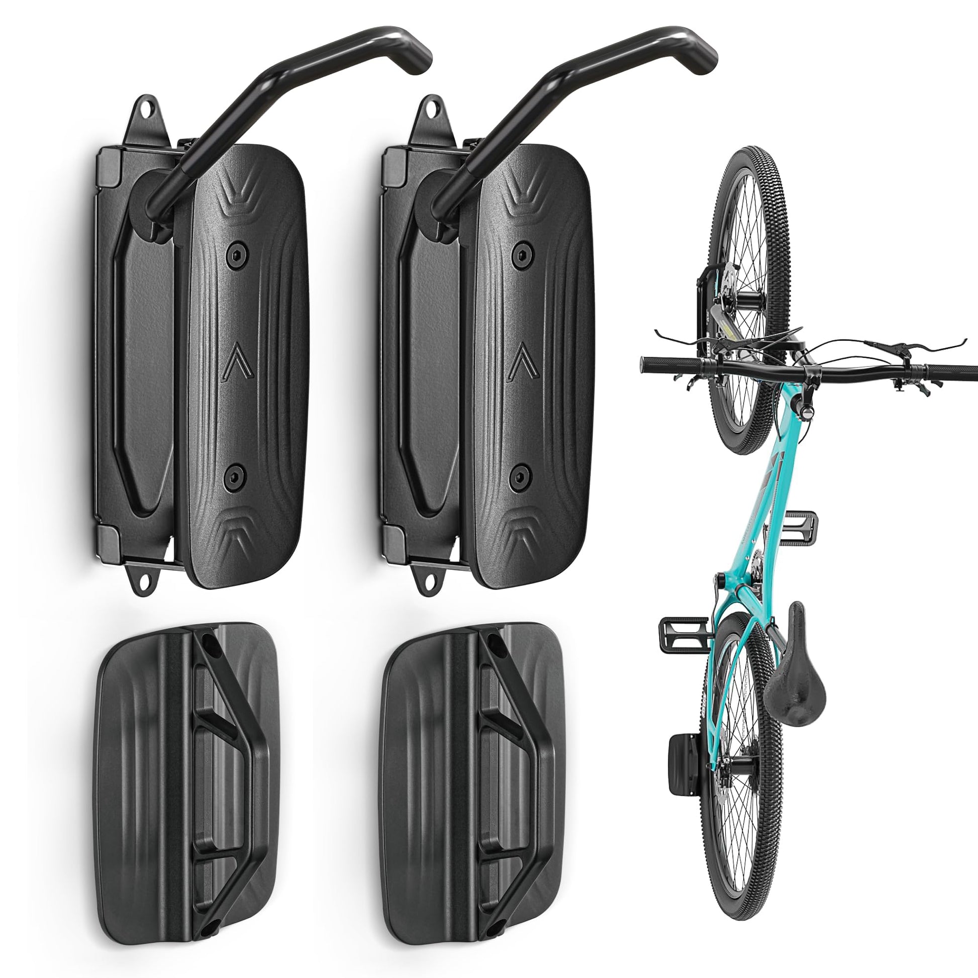 monTEK Swivel Bike Wall Mount, Bike Hangers for Garage, Space-Saving Vertical Bike Rack, Sturdy Bike Storage Rack Holds Up to 66lbs, Easy to Install, 2 Pack