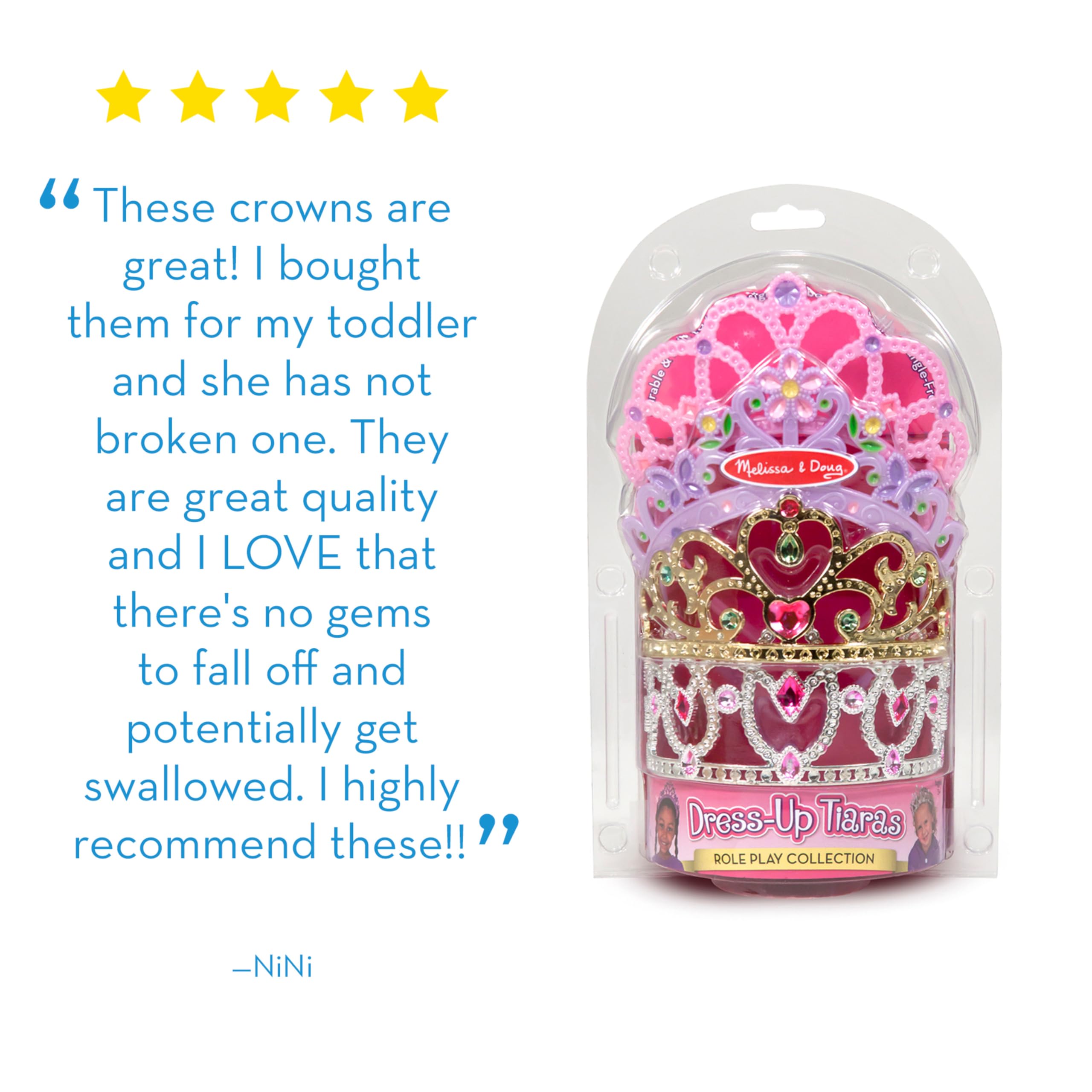 Melissa & Doug Dress-Up Tiaras Play Set for Kids (4-Piece) – Pretend Princess Crowns for Costume Role Play – Preschool Jewelry Toys for Girls Ages 3+