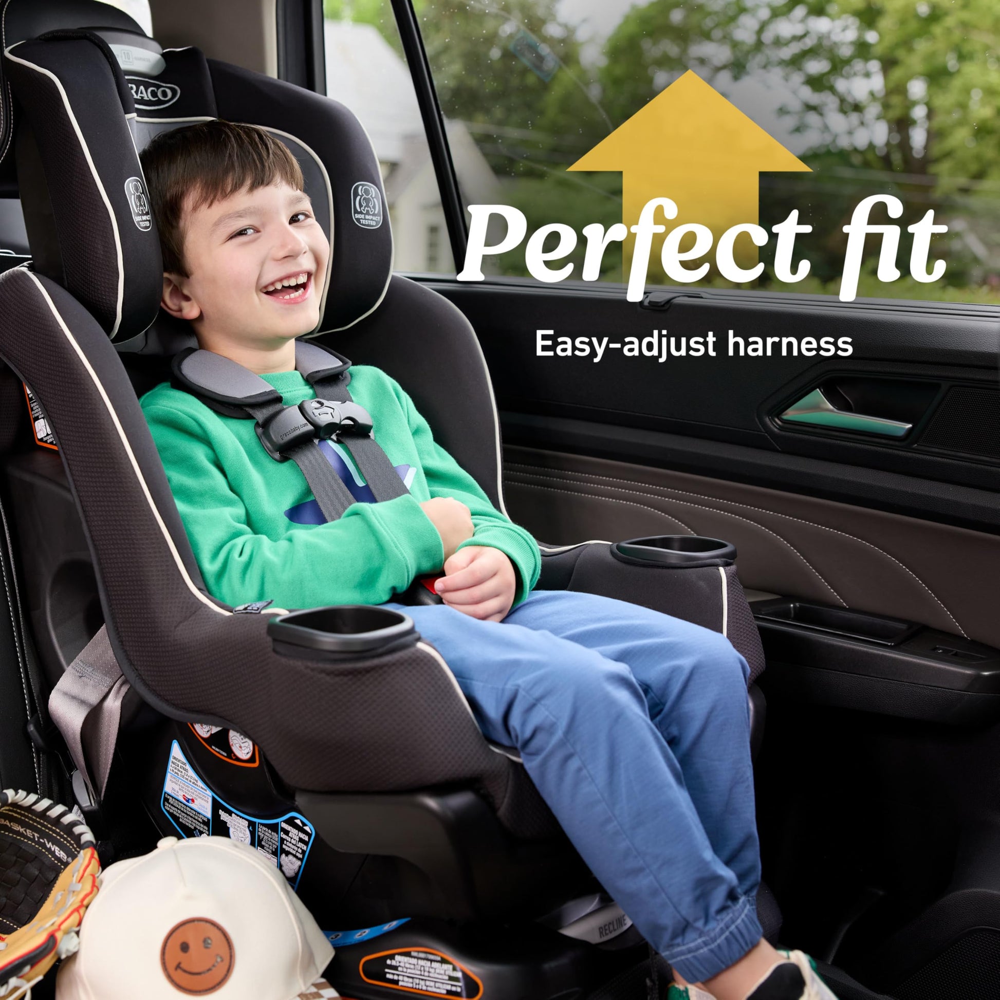 Graco Extend2Fit Convertible Baby Car Seat, Rear and Forward Facing, Adjustable Extension Panel for Extra Legroom, Gotham