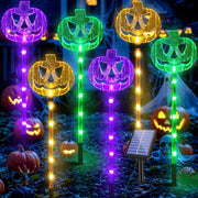 Meteds 6 Pack Solar Pumpkin Stake Lights for Halloween Decorations Outdoor, Waterproof Solar Halloween Lighted Pumpkin Pathway Lights for Garden Yard Patio Porch Pathway Grave