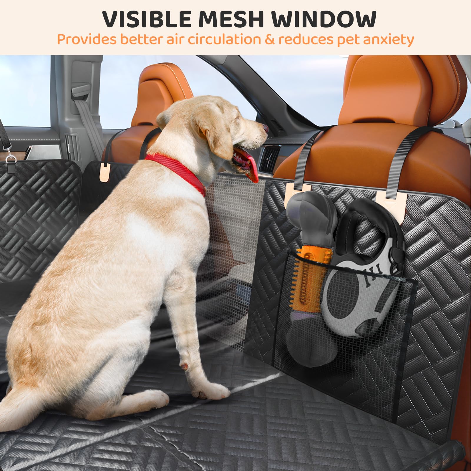 PROZAR Dog Car Seat Cover for Back Seat, Hard Bottom Back Seat Extender for Dogs - Supports 400lbs, Back Seat Pet Cover, Dog Hammock for Car SUV and Trucks