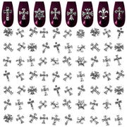 100 Pcs Silver Cross Nail Charms and Gems - 3D Acrylic Cross Charms for Nails for DIY & Professional Manicure - Easy-to-Apply & Durable Nail Decorations, Versatile for Y2K & Nail Studs
