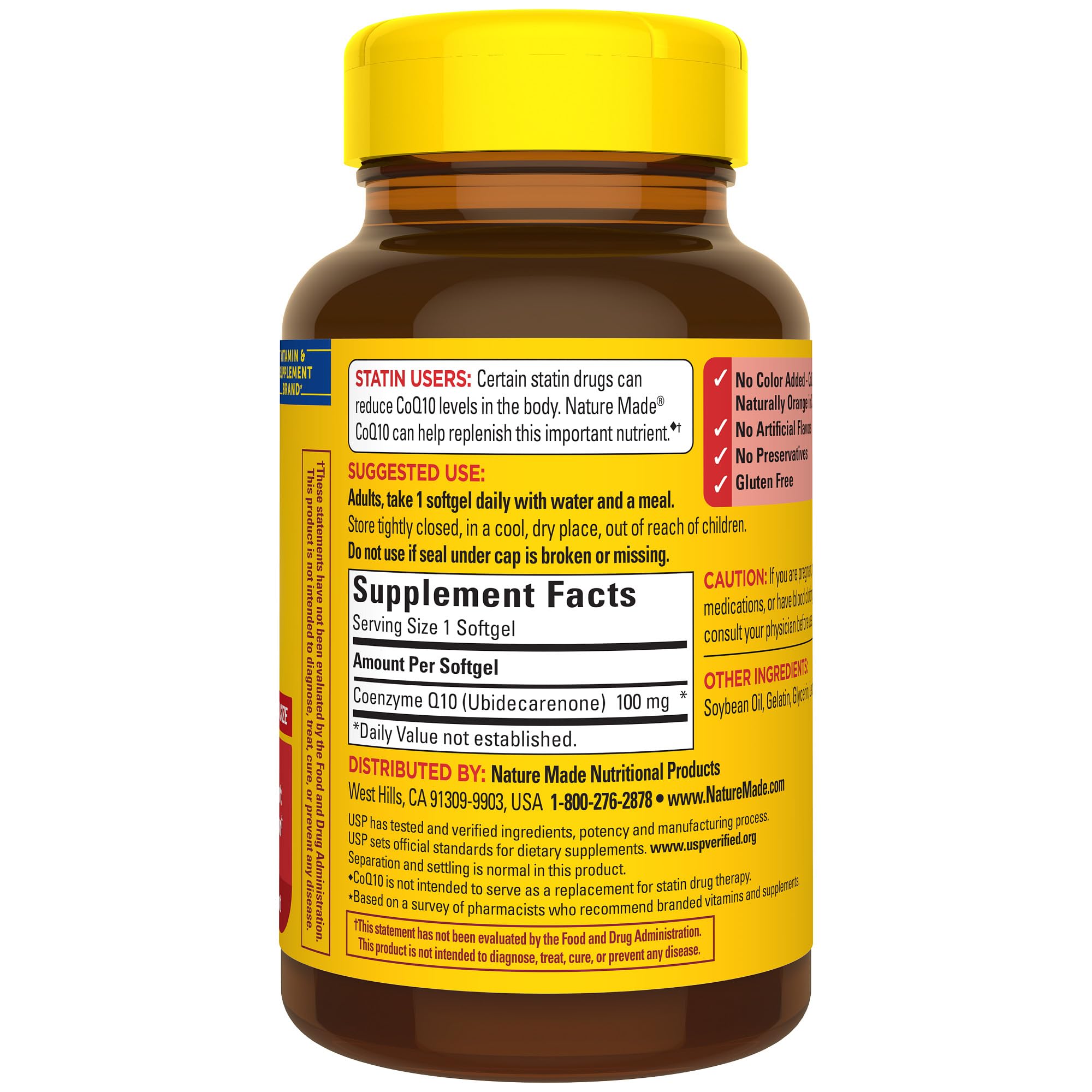 Nature Made CoQ10 100mg, Dietary Supplement for Heart Health Support, 120 Softgels, 120 Day Supply