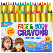 42PCS Face and Body Paint Crayons, XL Face Painting Kit Safe and Non-Toxic Ultimate Party Pack Including 14 Metallic Colors for Birthday Makeup Party Supplies, Festivals, Gifts for Kids Girls Boys