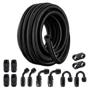 EVIL ENERGY 6AN Fuel Line Kit, 6AN Nylon Braided Fuel Line Hose Fitting Kit CPE 20FT Black