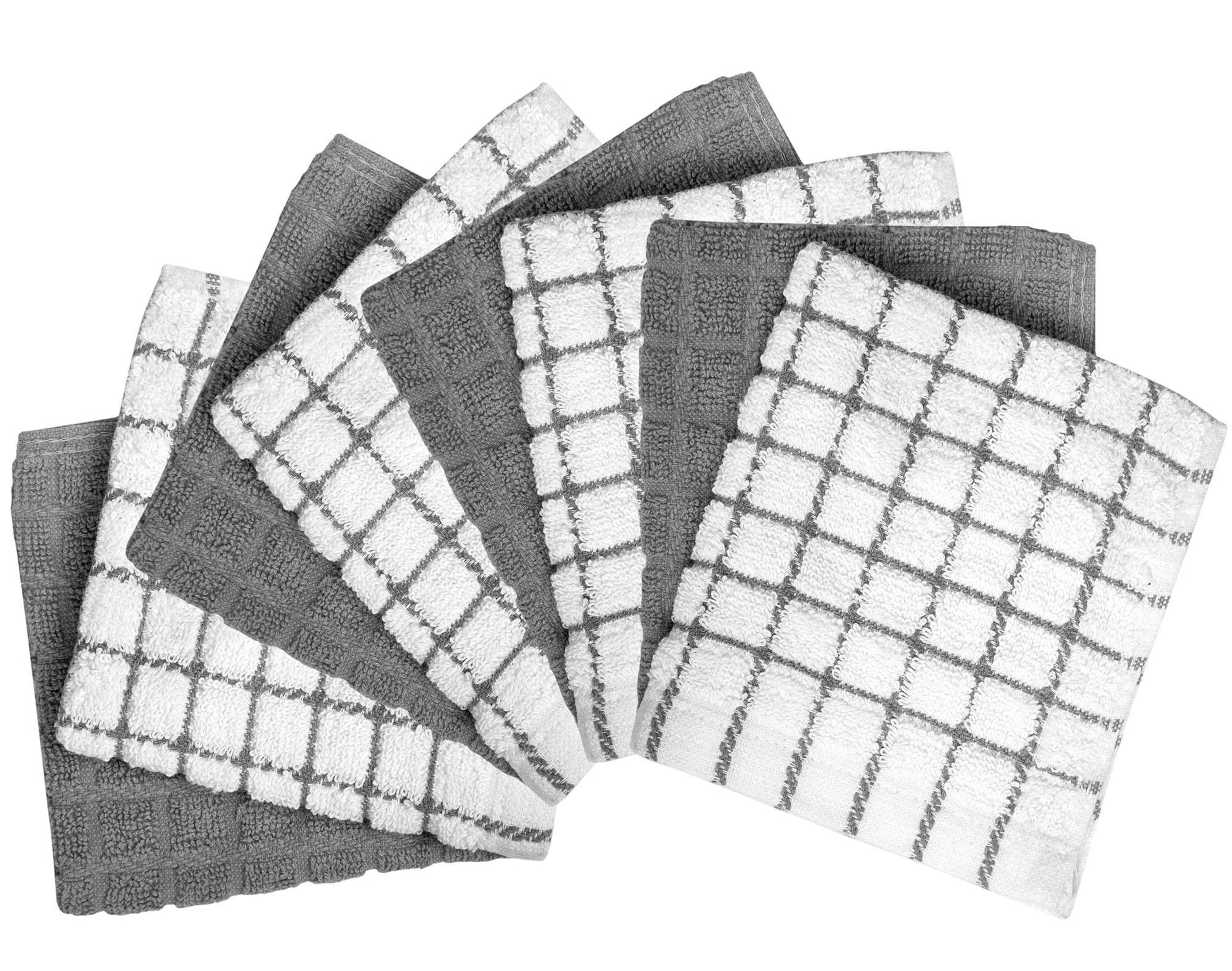Bumble Dish Cloths (8 Pack) - 100% Cotton Dish Rags & Kitchen Washcloths for Washing Dishes | 12" x 12" | 405 GSM | Gray