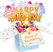 Large Pop Up Birthday Cards with Blowable Lights and Music,1-100 Ages Funny Happy Birthday Cards 3D Greeting Cards Special Birthday Gifts for Kids Teens Women Men Son Daughter