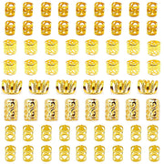 Gold Hair Jewelry Braid, Tuefuzy 100 Pcs Hair Accessory, Hair Dreadlock Accessory Braid, Metal Gold Braids Rings Cuffs Clips for Dreadlock Accessory Jewelry Decorations