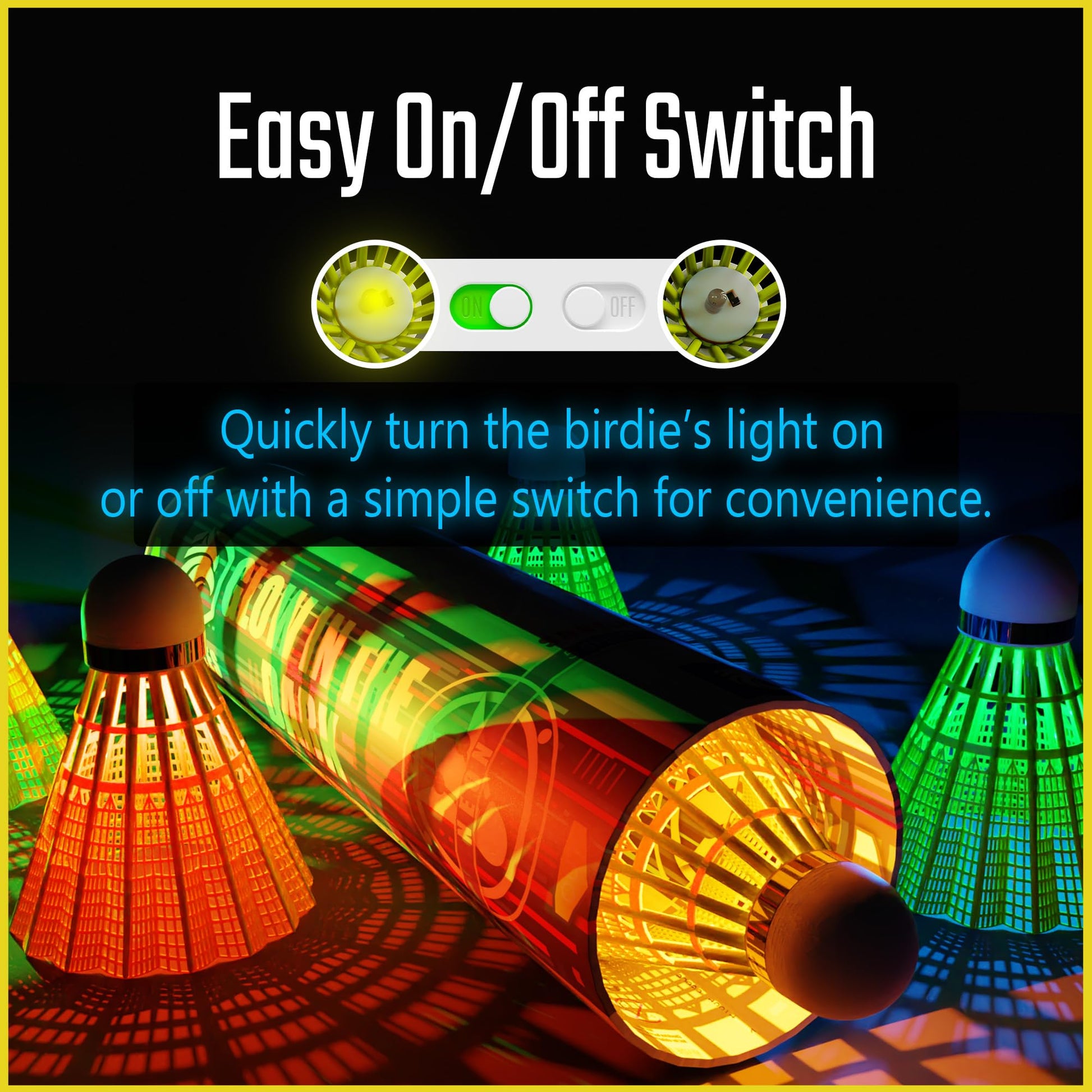EAGLES LED Badminton Shuttlecocks - 5 Pack Lighting Birdies, Nylon Glow in The Dark Birdie Balls for Baseball Practice- Plastic Light Up Birdies for Outdoor Indoor Sports Activities