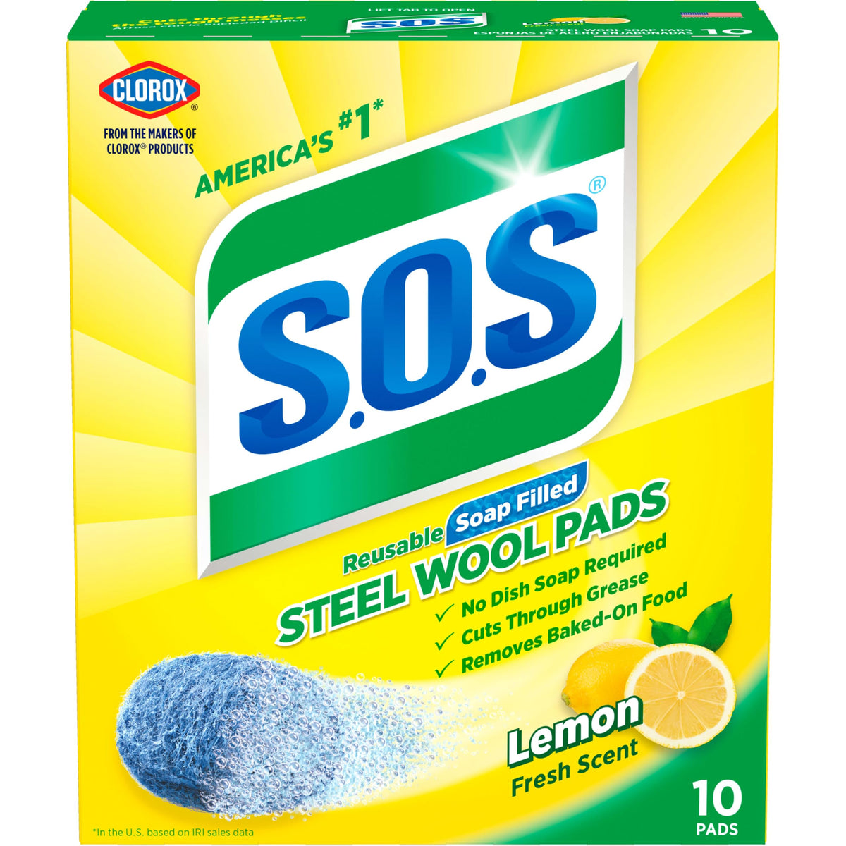 S.O.S Stahlwolle Seifenpads, Lemon Fresh, 10 Stück