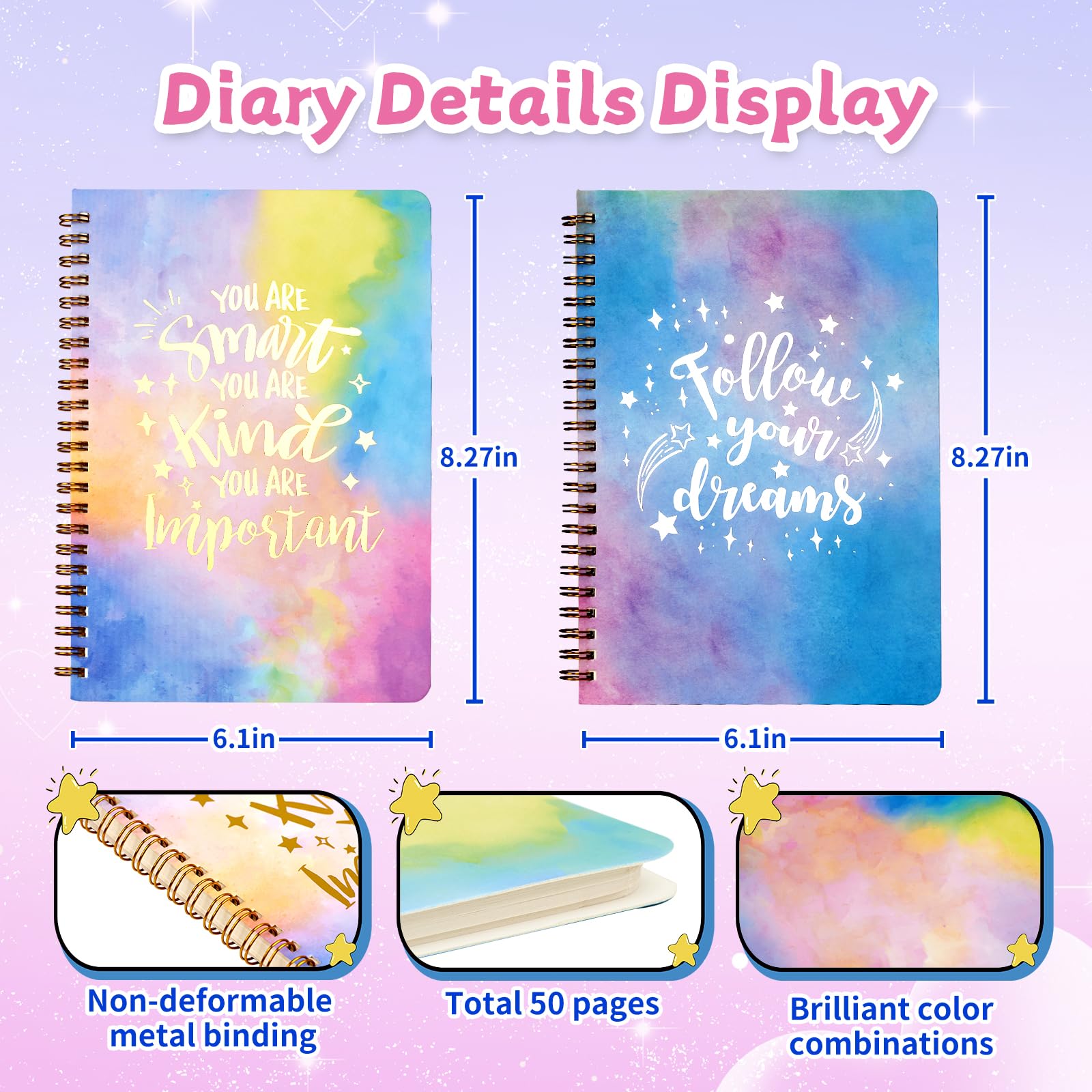 OIHEW 2 PC DIY Journal Kit for Girls Age 8-14, DIY Journal Set for Teen Girl,Christmas|Birthday Gift for 8 9 10 11 12 13 14 Year Old Girl Ideas, Stationery|Scrapbook|Diary Art Crafts Supplies Toy Set
