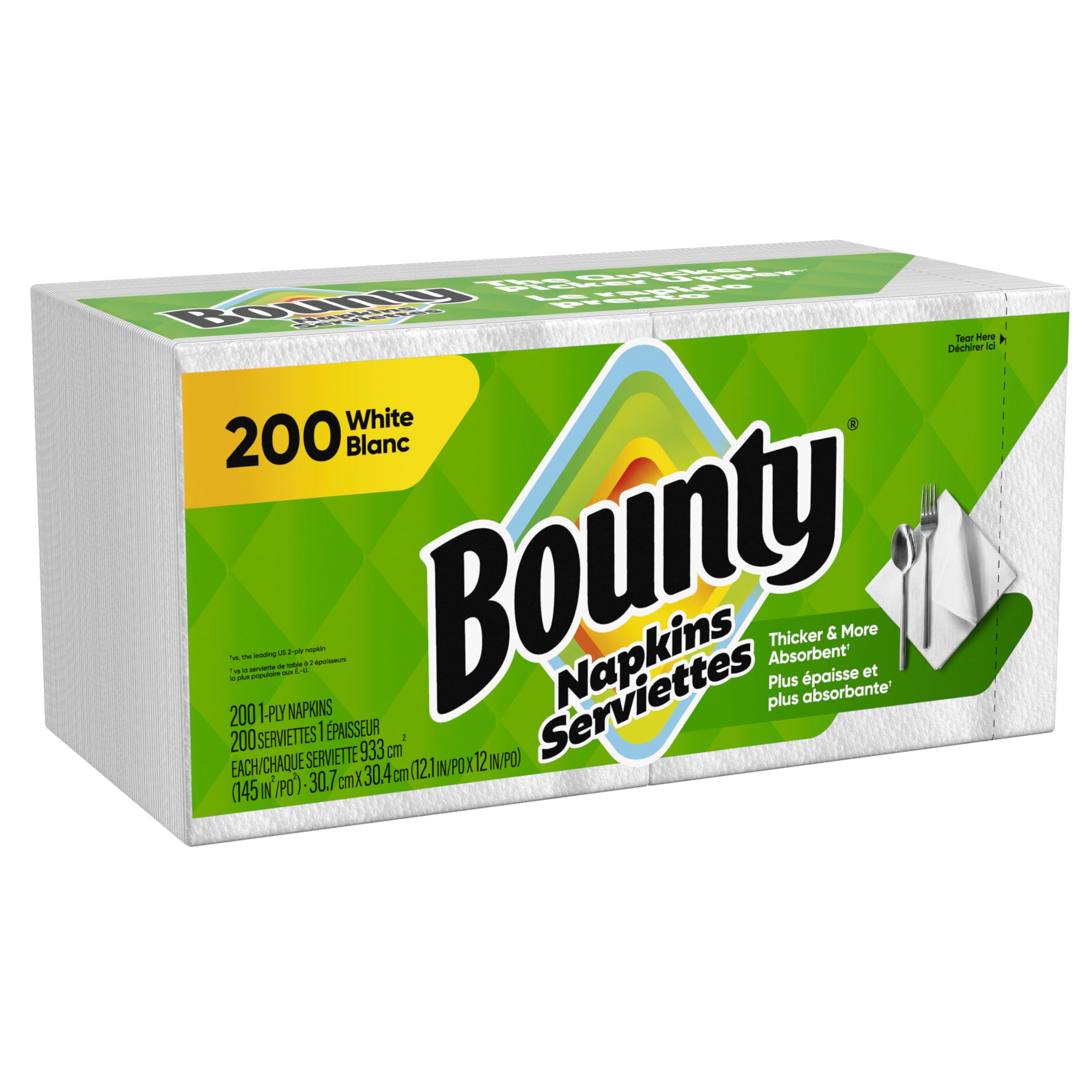 Bounty Quilted Napkins 1-Ply 12 1/10 x 12 White 200/Pack (96595PK)