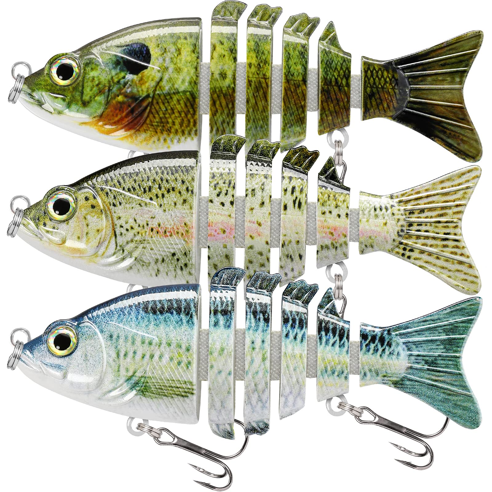 TRUSCEND Fishing Lures for Bass Trout Swimbaits for Bass Fishing Segmented Multi Jointed Swim Baits Slow Sinking Swimming Lures for Freshwater Saltwater Fishing Gear Lure Kit Gifts Plugs