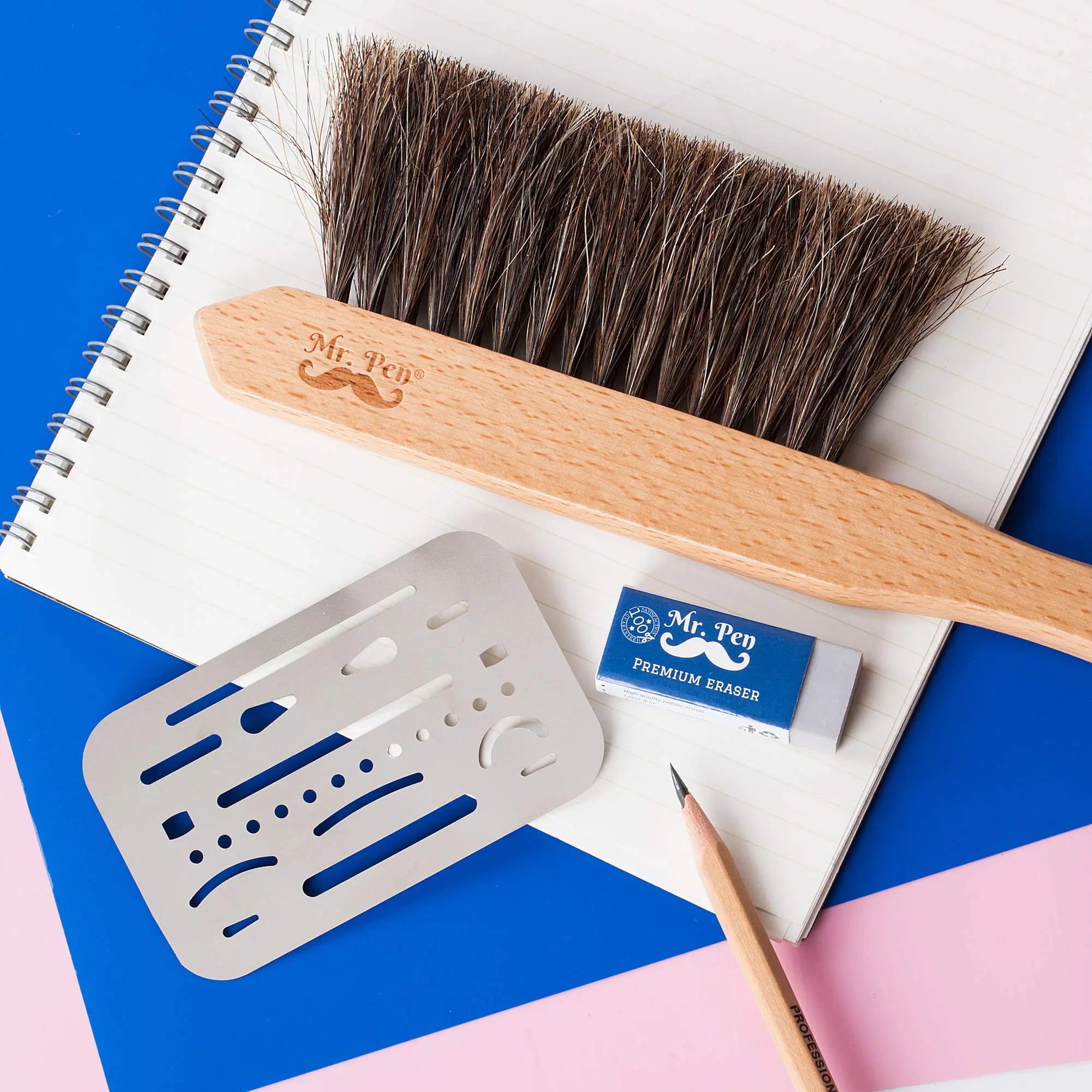 Mr. Pen- Art Eraser Set, 3pcs, Pencil Eraser, Artist Eraser, Art Erasers, Eraser Pencils for Artists, Drawing Erasers for Artists, Drafting Brush, Eraser Shield, Dusting Brush, Back to School Supplies