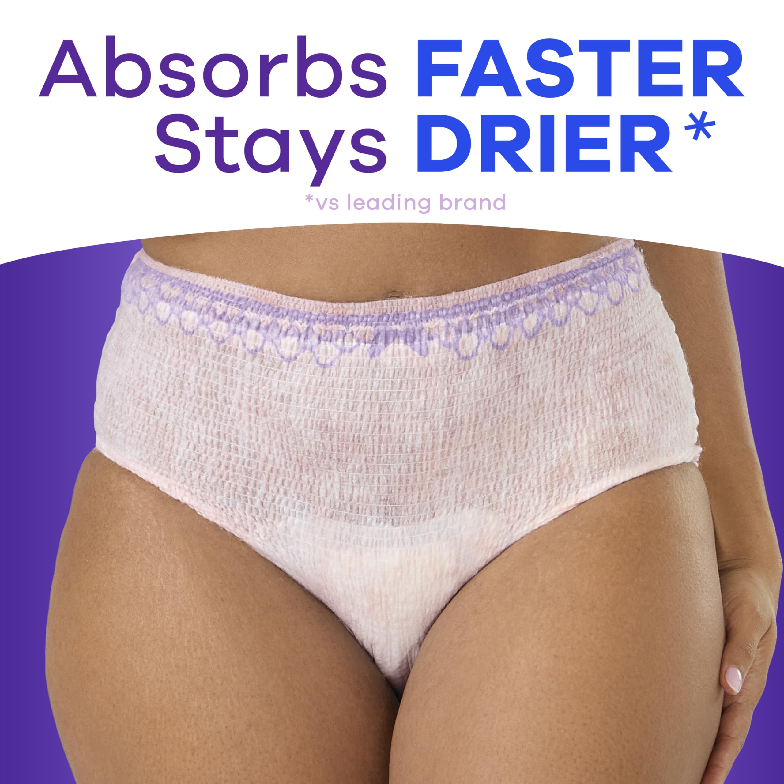 Always Discreet Adult Incontinence Underwear for Women and Postpartum Underwear, Extra Large, Up to 100% Bladder Leak Protection, 64 Count (2 Packs of 32)