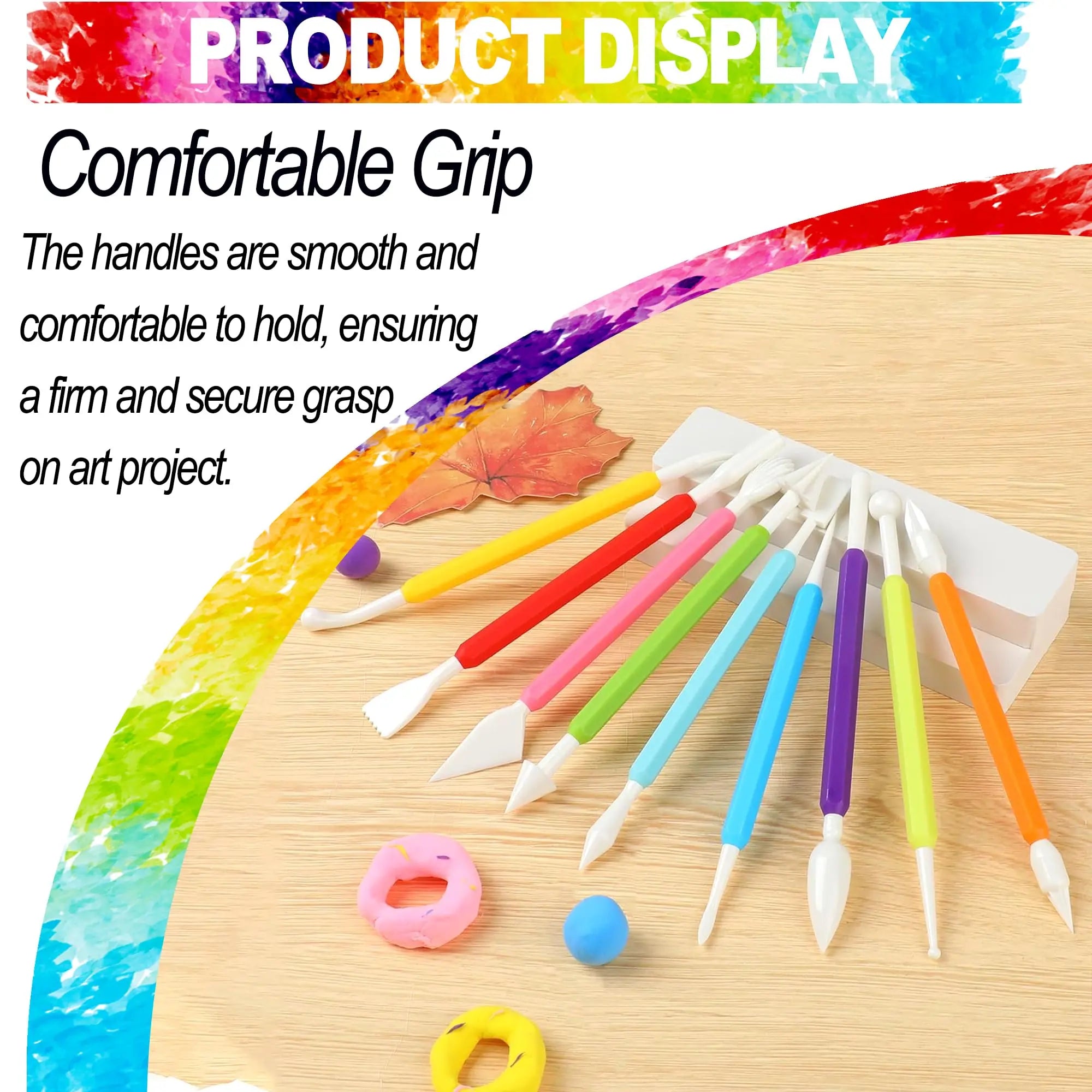 LINPHCEY 9PCS Clay Tools for Kids Air Dry Clay Tool Kit Plastic Clay Sculpting Tools Set for DIY Pottery, Modeling Sculpey Polymer Clay – Safe & Easy Grip for Beginners & Craft Lovers