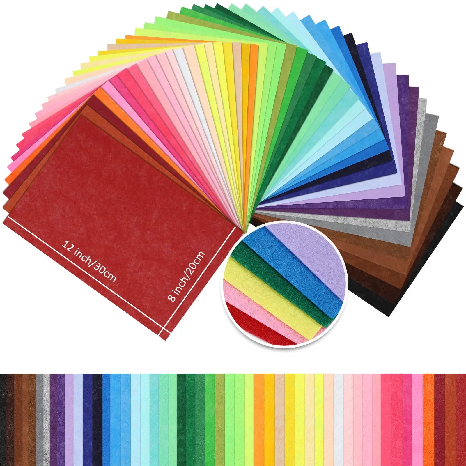 KaKaPops Thin Felt Fabric Sheets, Assorted Colors Stiff Felt Sheets for Crafts DIY Patchwork Sewing Projects Decoration (Stiff 50 Colors, 8×12 inches)