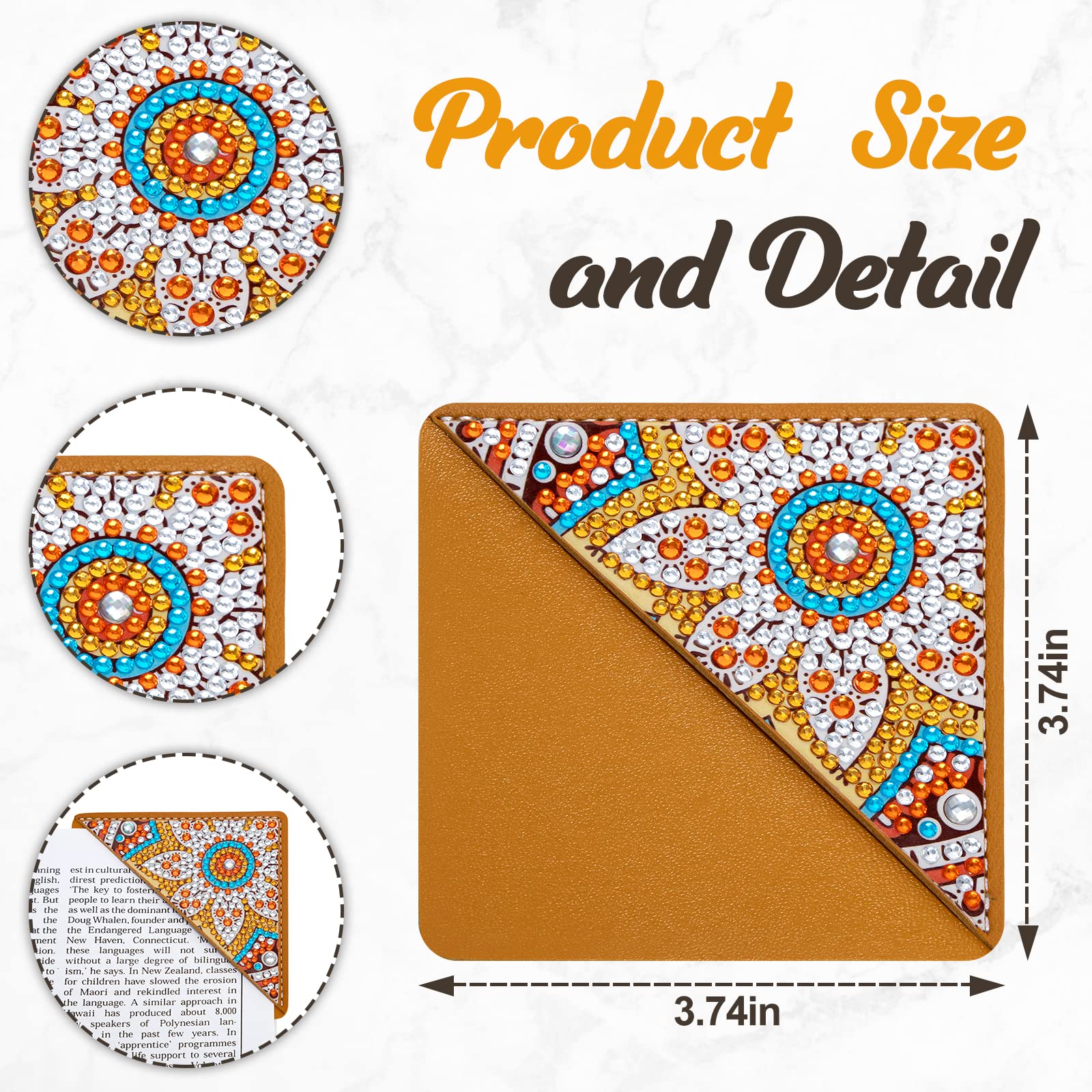 WIVICO 4 pcs Diamond Painting Bookmarks, DIY Diamond Art Kits for Adults, Book Corner - Protecting Bookmark Craft Supplies Kits for Book Lovers(Mandala)