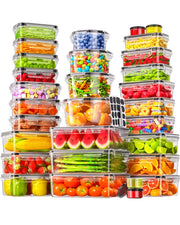 60 PCS Food Storage Containers with Lids Airtight, Total 718oz Leakproof Containers Set for Kitchen Storage, Meal Prep, Reusable Plastic, Microwave/Dishwasher Safe, Extra Labels & Pen