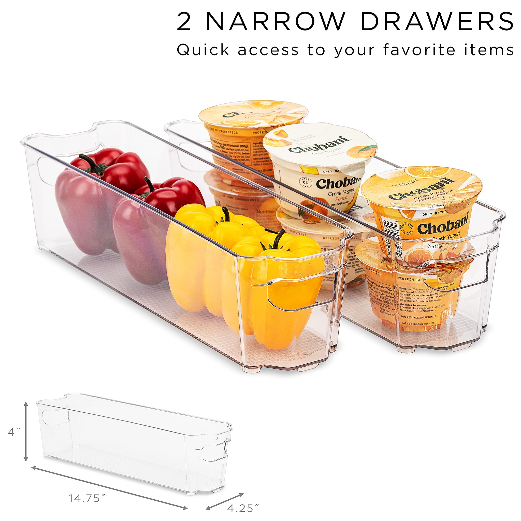 Sorbus Refrigerator Organizers and Storage Bins Set of 6 – Includes 2 Wide Bins, 2 Narrow Bins, Soda Can Organizer, and 14 Egg Holder – Clear Fridge Organizer Bins for
