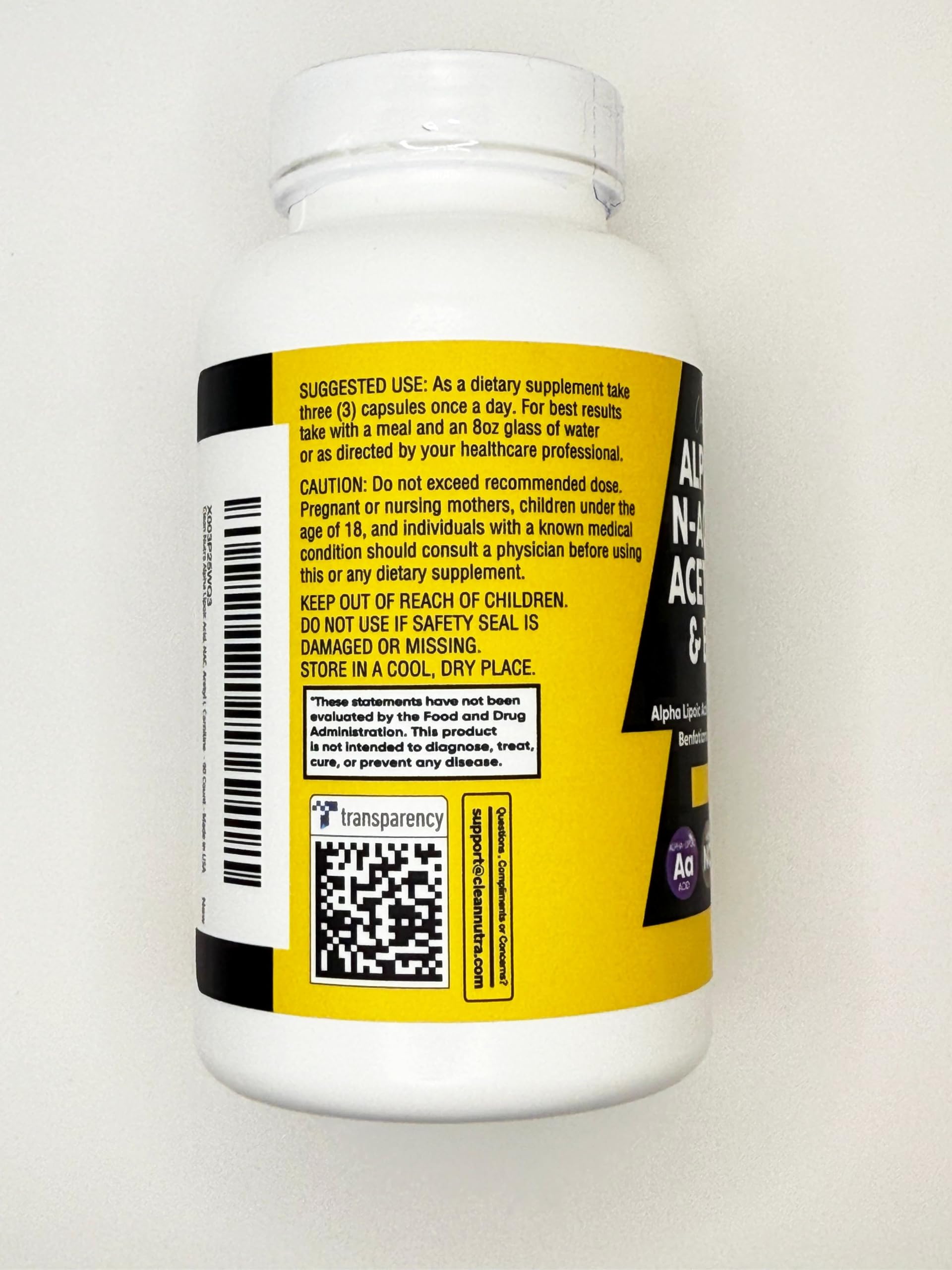 Alpha Lipoic Acid 600mg N-Acetyl Cysteine 600mg Acetyl L-Carnitine 500mg Benfotiamine 300mg - Nerve Support Supplement for Women and Men with Vitamin B1, B6 & B12 - Made in USA 90 Caps