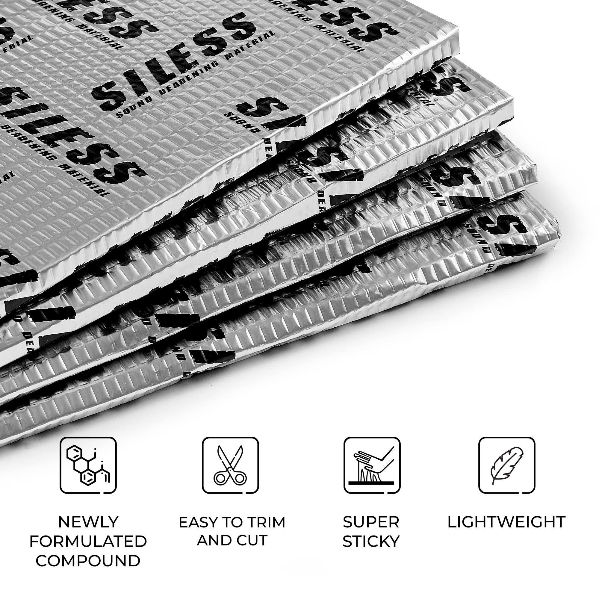 Siless 80 mil (2mm) 36 sqft (3.4 sqm) Car Sound Deadening mat - Butyl Automotive Sound Deadener - Noise Insulation and Vibration Dampening Material (36 sqft)