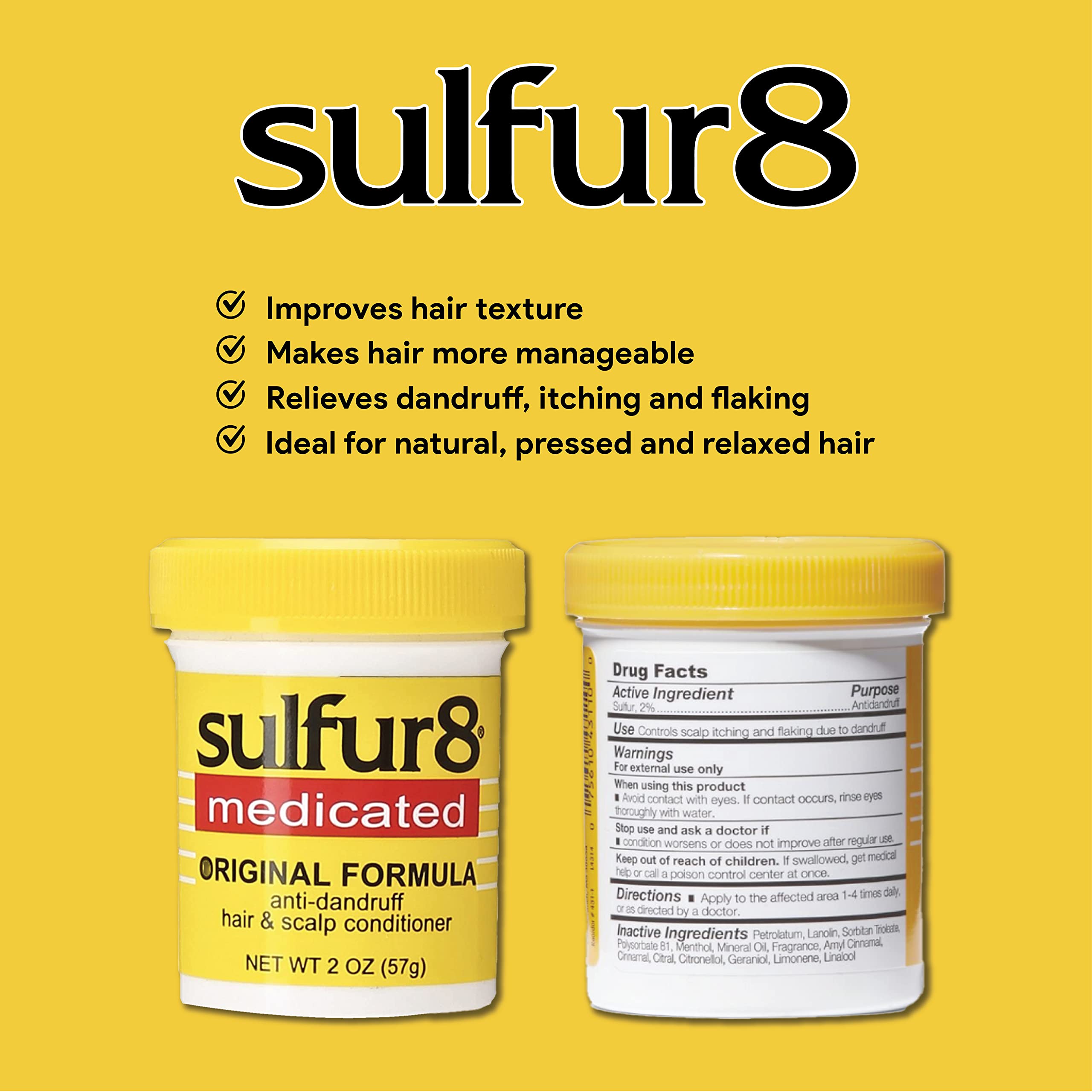 Sulfur8 Medicated Original Formula Anti-Dandruff Hair & Scalp Conditioner, 2 OZ - 2 Pack