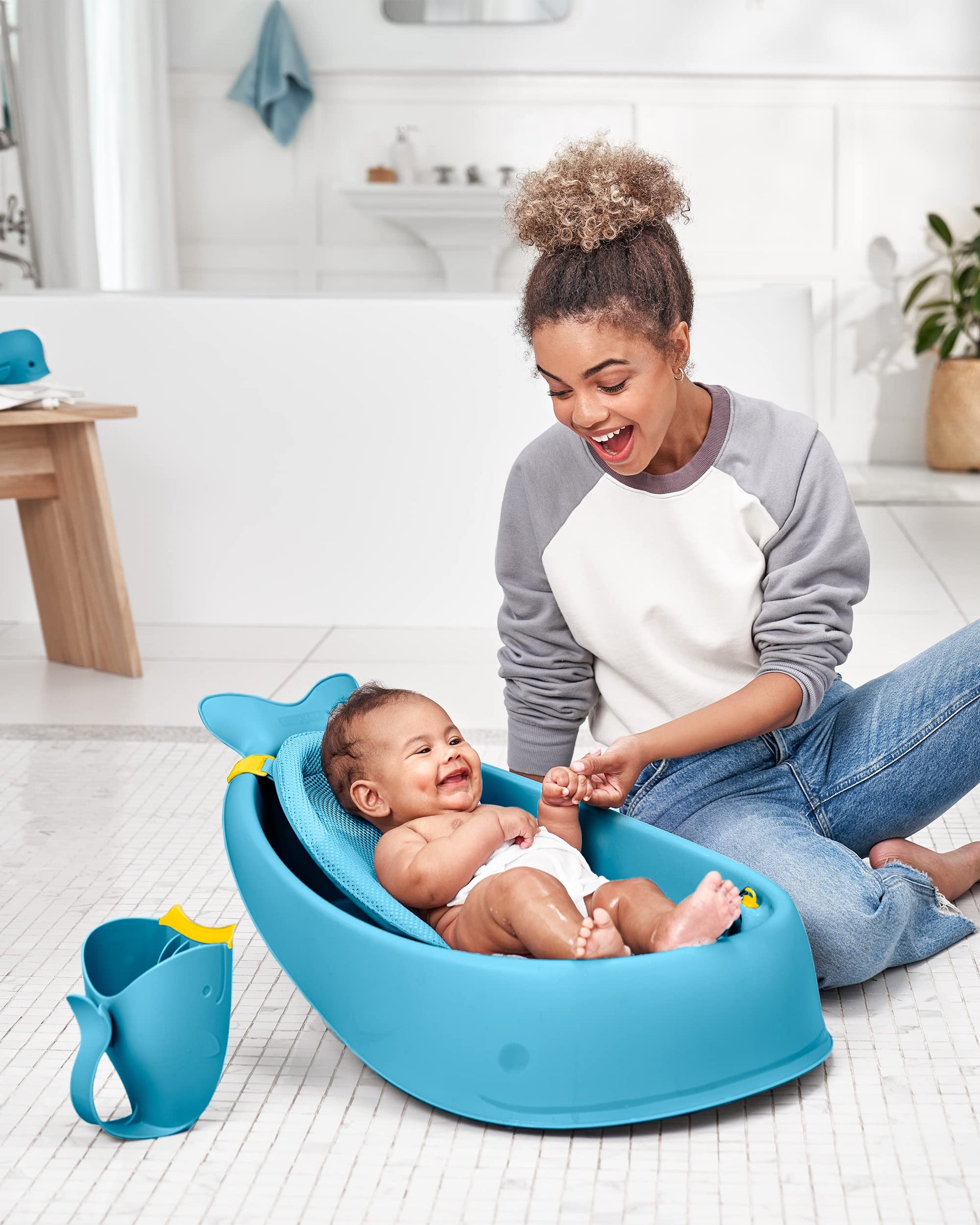 Skip Hop Baby Bath Rinse Cup MOBY Tear-Free Waterfall Rinser Blue Age 0+