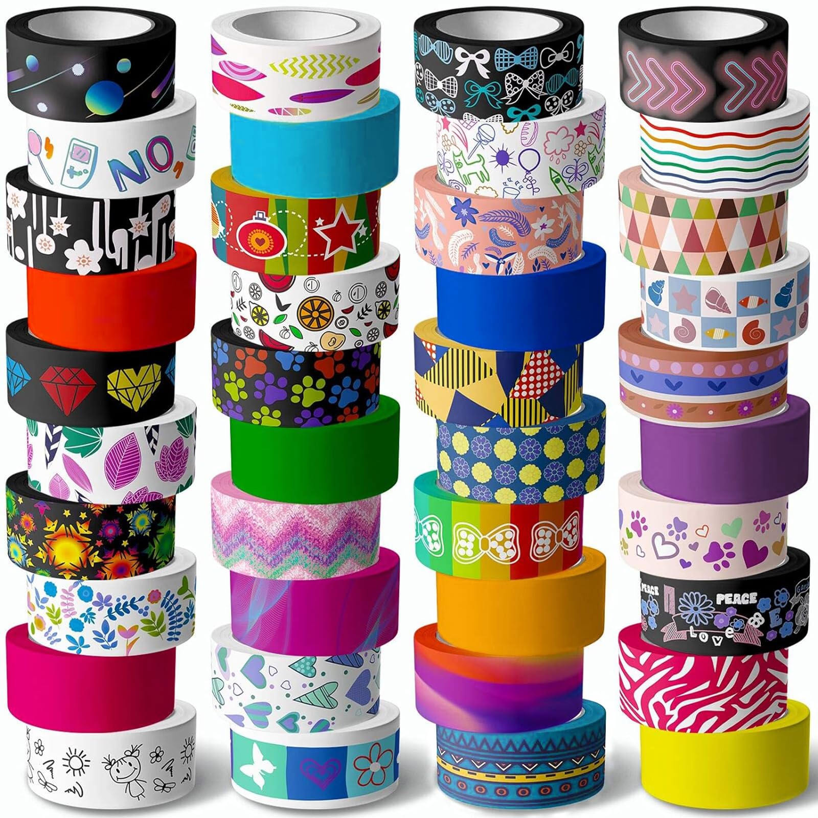 40 Rolls Washi Tape Set - 15 mm Wide Colored Masking Tape for Kids, Decorative Adhesive Tape for DIY Crafts, Gift Wrapping, Scrapbooking Supplies, Bullet Journals, Planners, Party Decorations