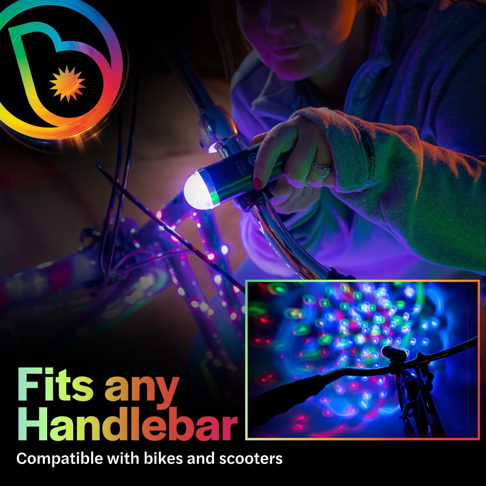 Brightz Disco Bike Lights LED Bicycle Lights RGB Burning Man Lights BMX Bike Accessories Bike Decorations Bike Light Bike Lights Kids Burning Man Bike Lights Bicycle Accessories Men Women Boys Girls